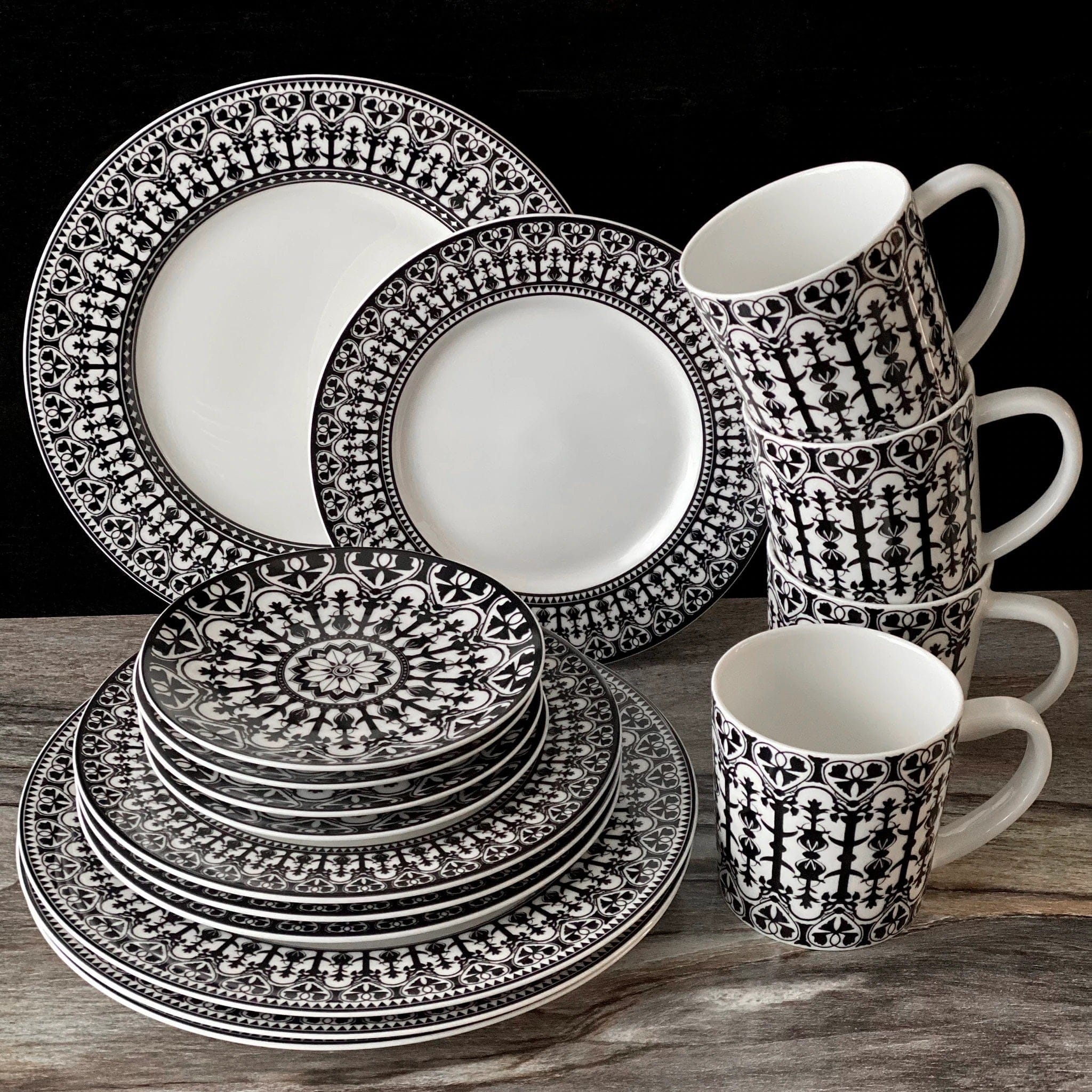 Premium Matriarch Porcelain Dinnerware Set - 16-Piece Elegant Bone China Tableware for Formal Dining, Entertaining & Special Occasions