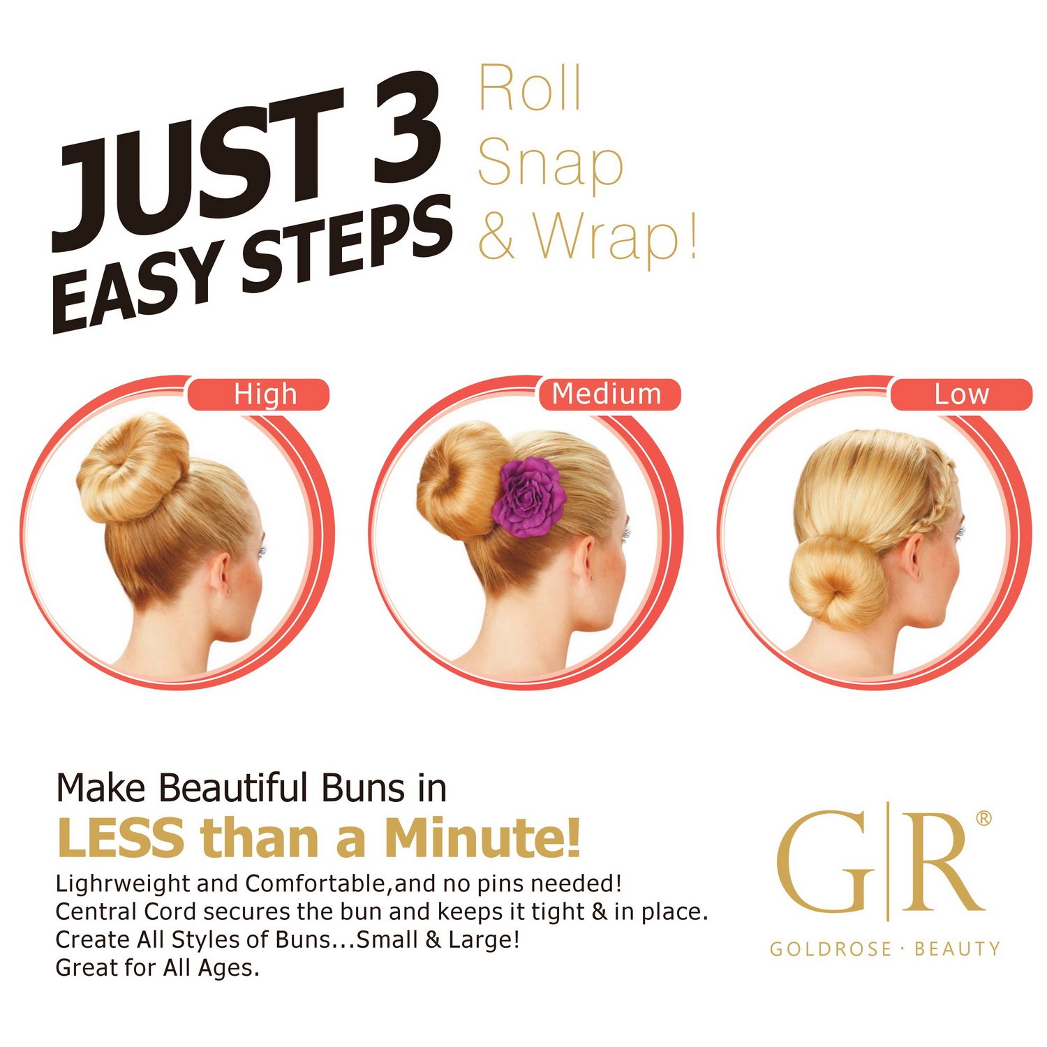 Magic Twist Ring Former & Doughnut Chignon Maker Set - 2 Piece Hair Styling Tools for Small & Large Buns (Blonde) | Perfect for Updos, Weddings & Everyday Hairstyles