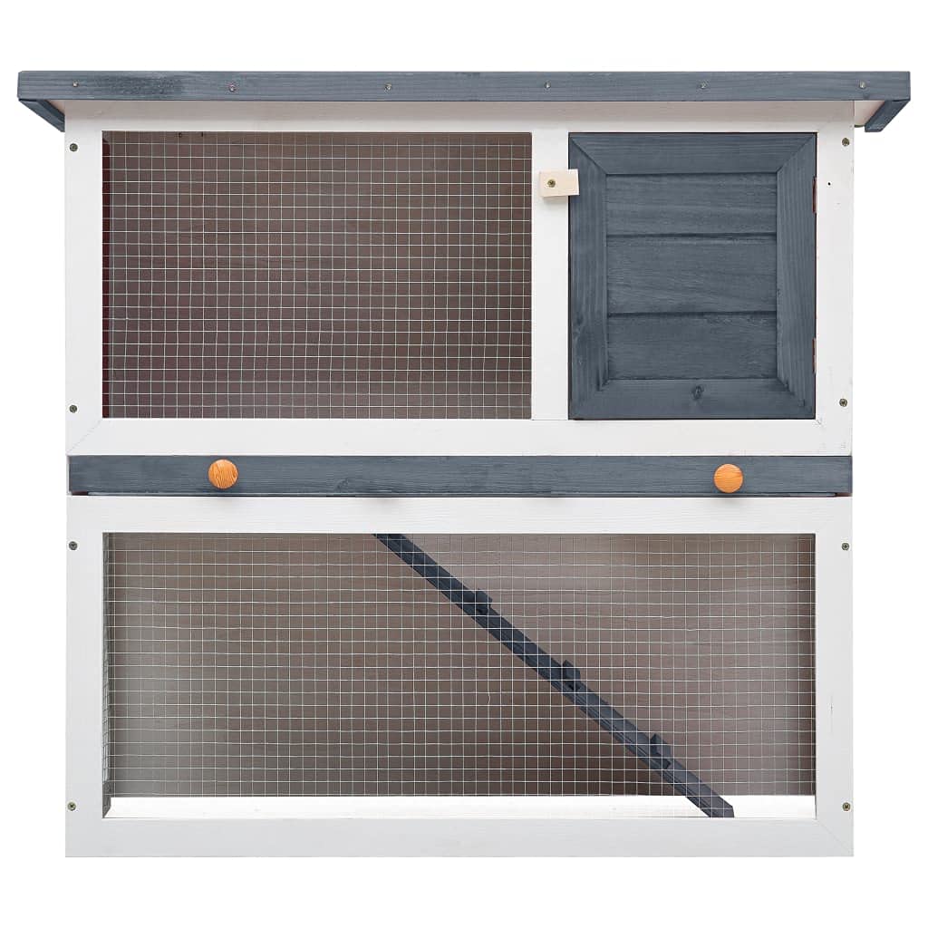 Premium Rabbit Hutch for Small Animals - Guinea Pig Cage, Bunny House with Run | Indoor & Outdoor Wooden Pet Enclosure (1 Door, Gray) | Perfect for Backyard, Patio & Home Use
