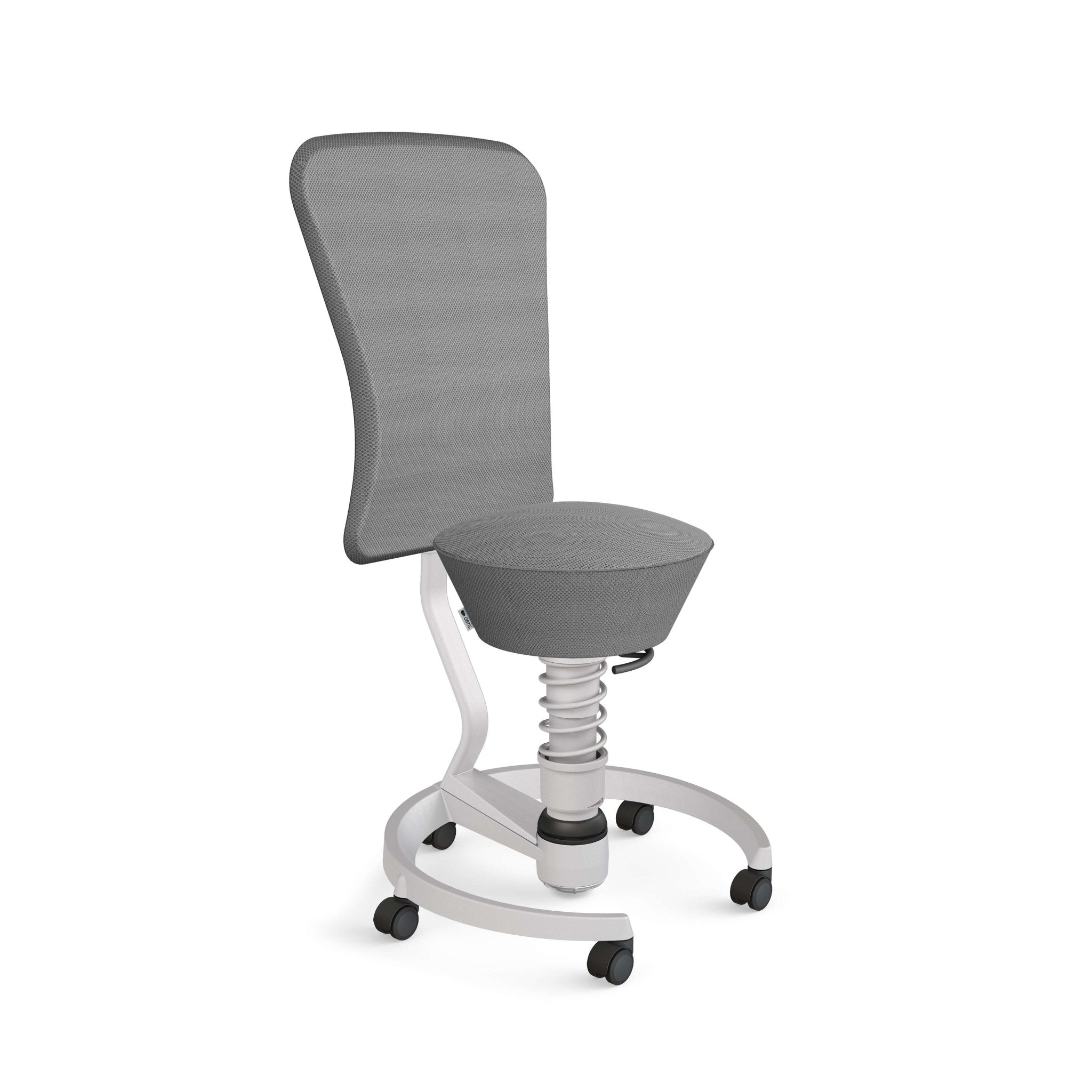 Aeris Swopper Active Sitting Chair with Adjustable Backrest - Ergonomic Office Stool with Castor Wheels in Light Grey Metallic Finish | Perfect for Home Office, Standing Desks & Posture Correction