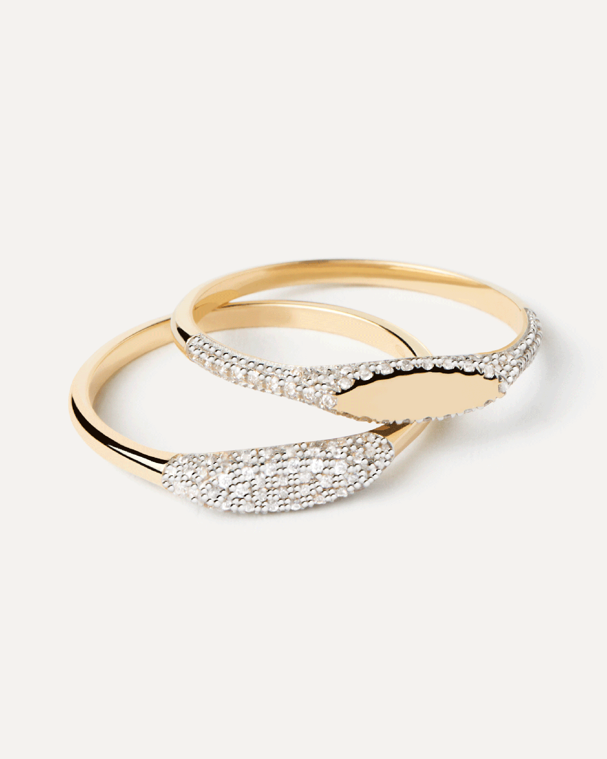 GRID 2 Diamond & Gold Tess Stamp Ring for Women - Elegant Stackable Jewelry for Everyday Wear, Gift Giving & Special Occasions