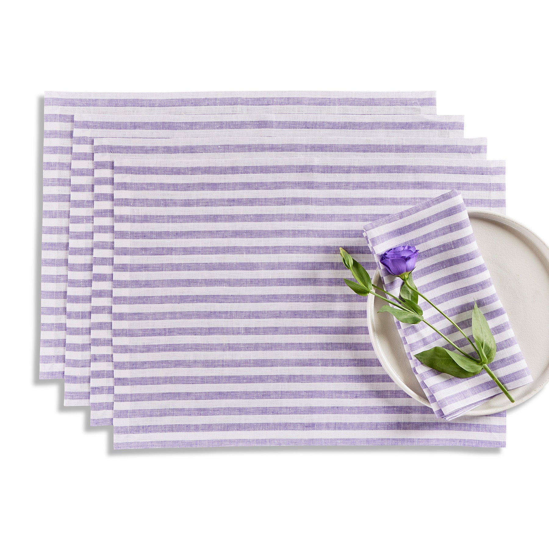 Amalfi Stripe Cotton Placemats Set of 6 - Waterproof & Washable Table Mats for Dining, Kitchen, and Party Decor - Elegant Italian-Inspired Table Setting Accessories