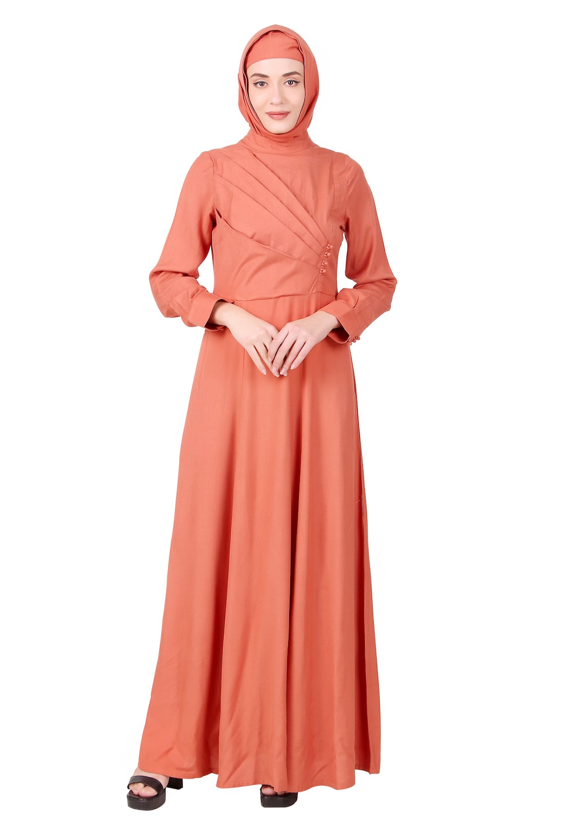 Stylish Angrakha Inspired Mandarin Collar Rayon Abaya for Women - Perfect for Eid, Ramadan, and Special Occasions