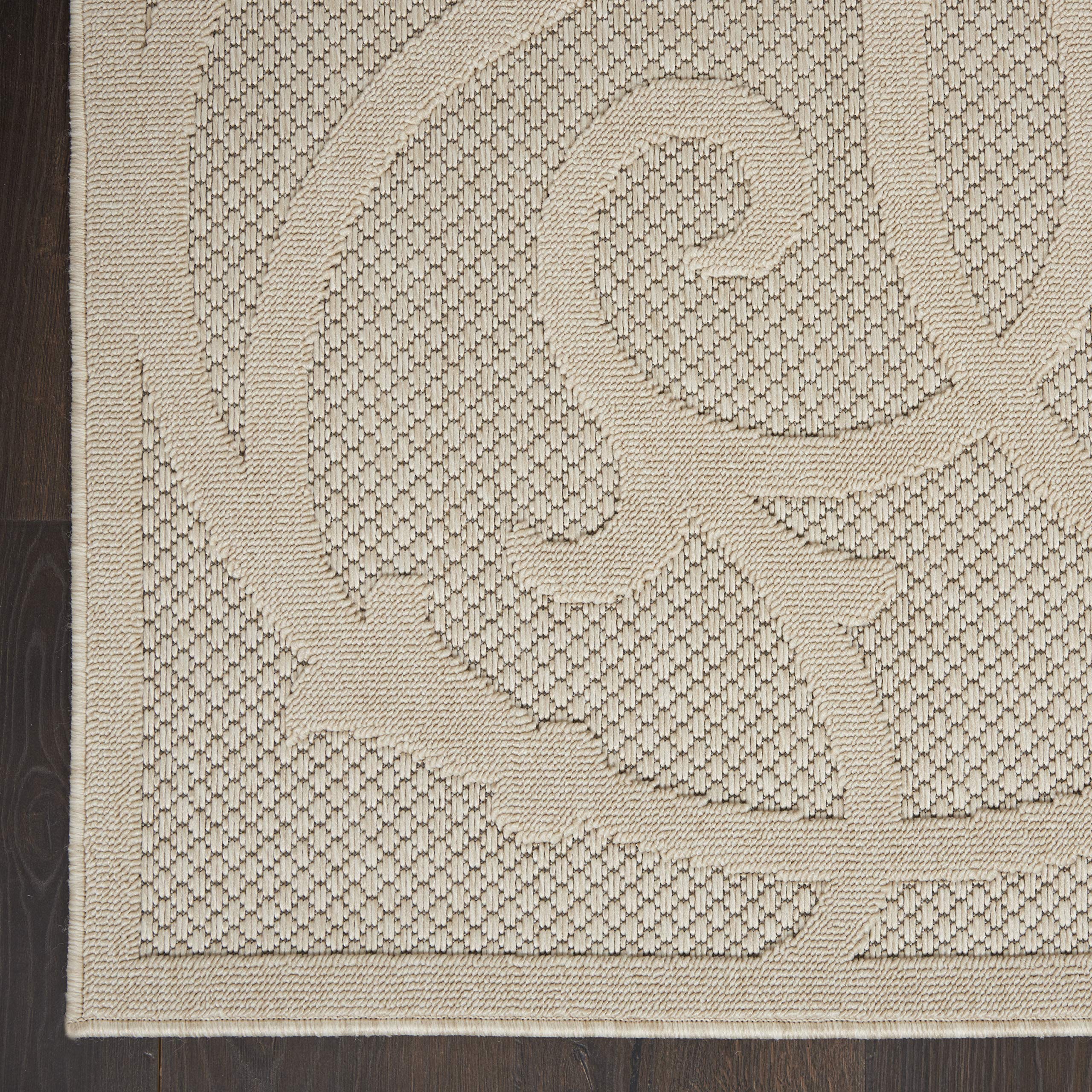 Nourison Palamos 4' x 6' Indoor/Outdoor Area Rug in Cream - Easy to Clean, Non-Shedding for Bedroom, Living Room, Dining Room - Perfect for Backyard, Deck & Patio Use