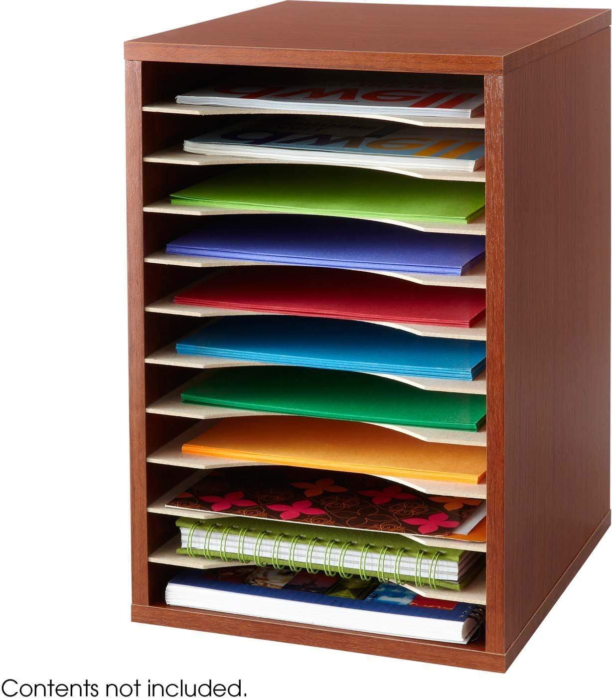 11-Compartment Vertical Desktop File Sorter Organizer [9419] - Perfect for Office, Home, and School Document Storage