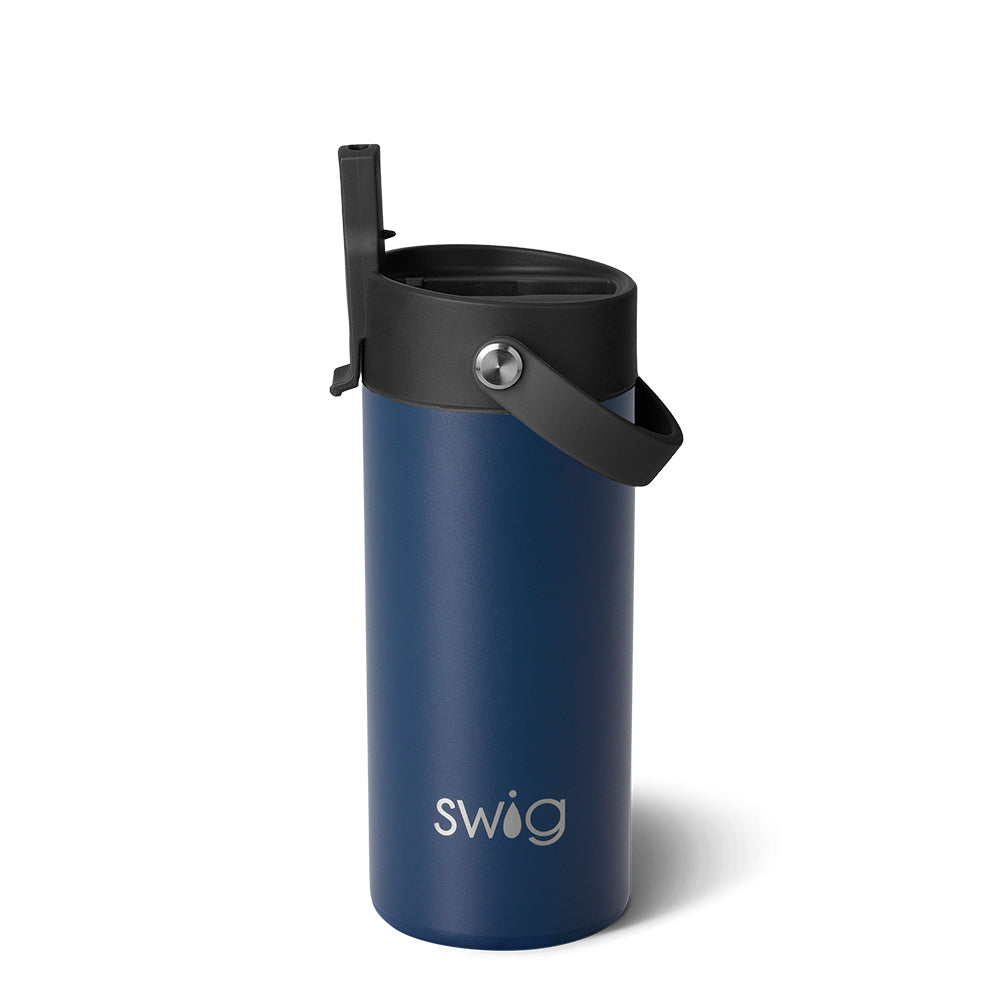 Navy Blue Flip & Sip Slim Tumbler 12oz - Insulated Stainless Steel Travel Mug for Coffee, Tea & Cold Drinks - Perfect for Office, Commuting & Outdoor Activities
