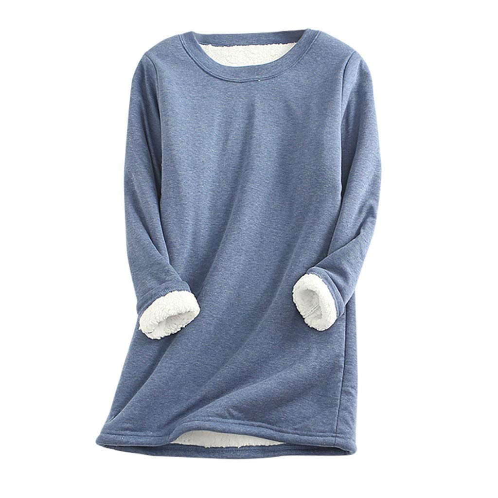 Women's Thick Fleece Sweatshirt - Winter Crewneck Padded Velvet Warm Tunic Top (Sizes S-5XL) | Cozy Plus Size Loungewear for Cold Weather & Indoor Comfort