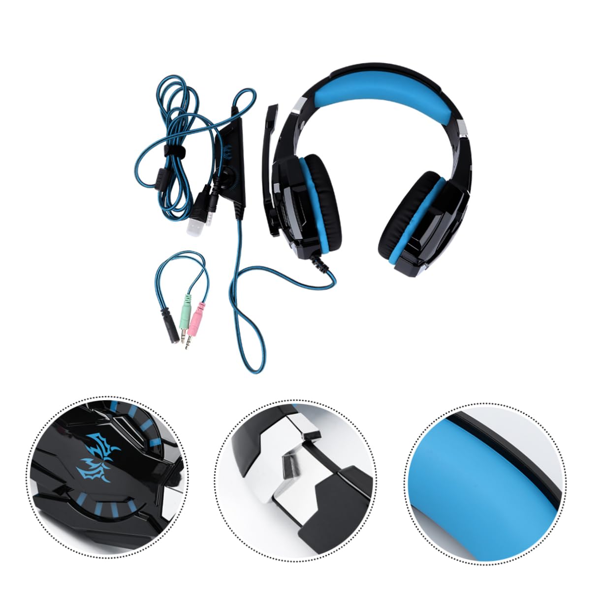 Veemoon Gaming Headset with 3.5mm Wired Connection - Light-Up LED Headphones for PS4, Xbox & PC - Comfortable Over-Ear Design for Long Gaming Sessions