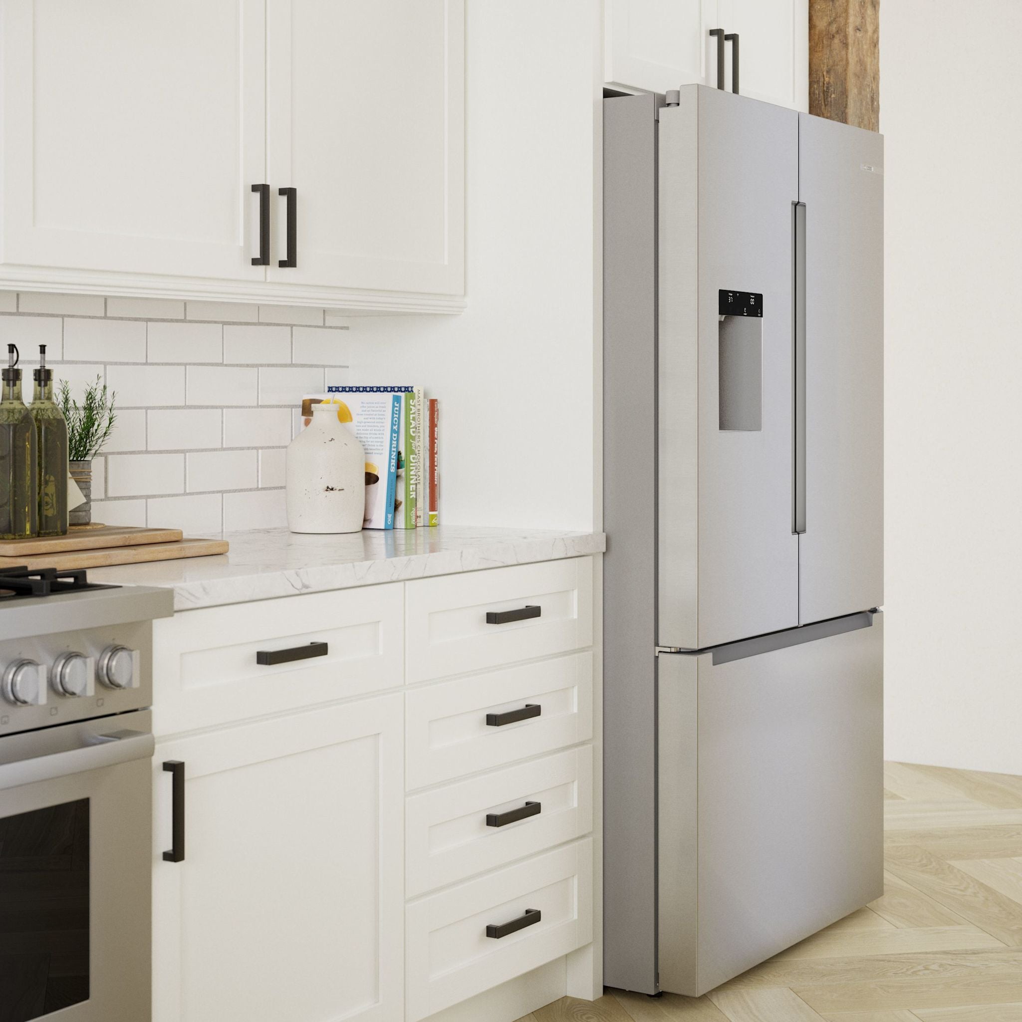Bosch 36-Inch French Door Refrigerator (B36FD10ENS) - Stainless Steel, Energy Star Certified, Spacious Interior for Large Families - Perfect for Modern Kitchens and Open Floor Plans