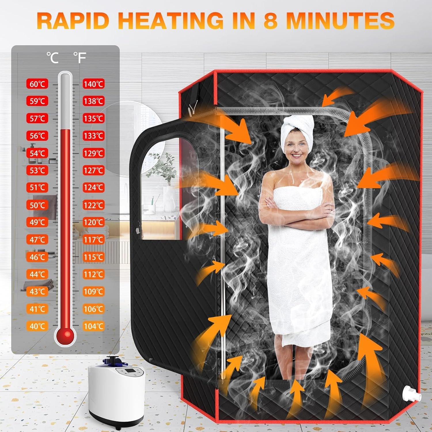 AgiiMan Portable Sauna Box - 2.6L Full-Body Steam Sauna Tent with Remote Control & Chair for Home Use | Detox, Relaxation & Weight Loss at Home