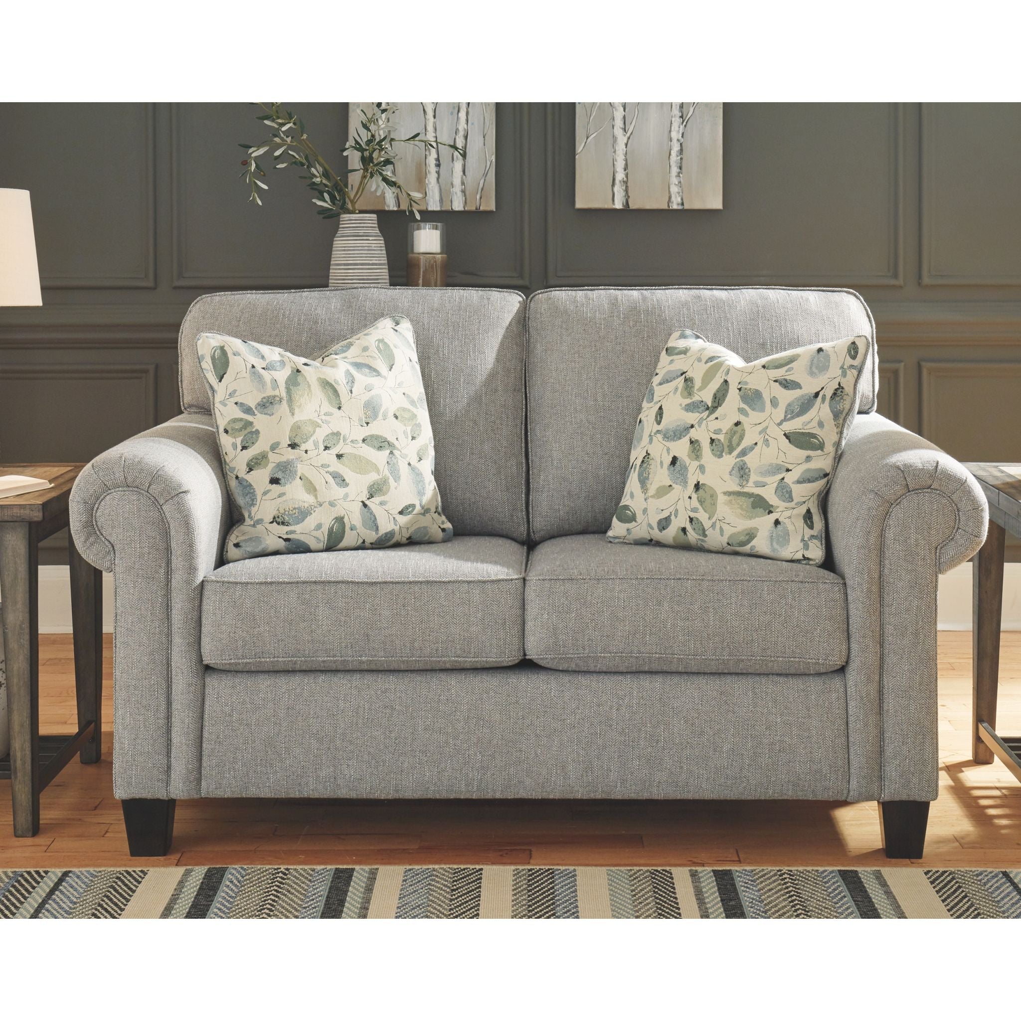 Alandari Gray Loveseat Sofa - Modern Small Couch for Living Room, Apartment & Office - Comfortable Two-Seater with Soft Fabric