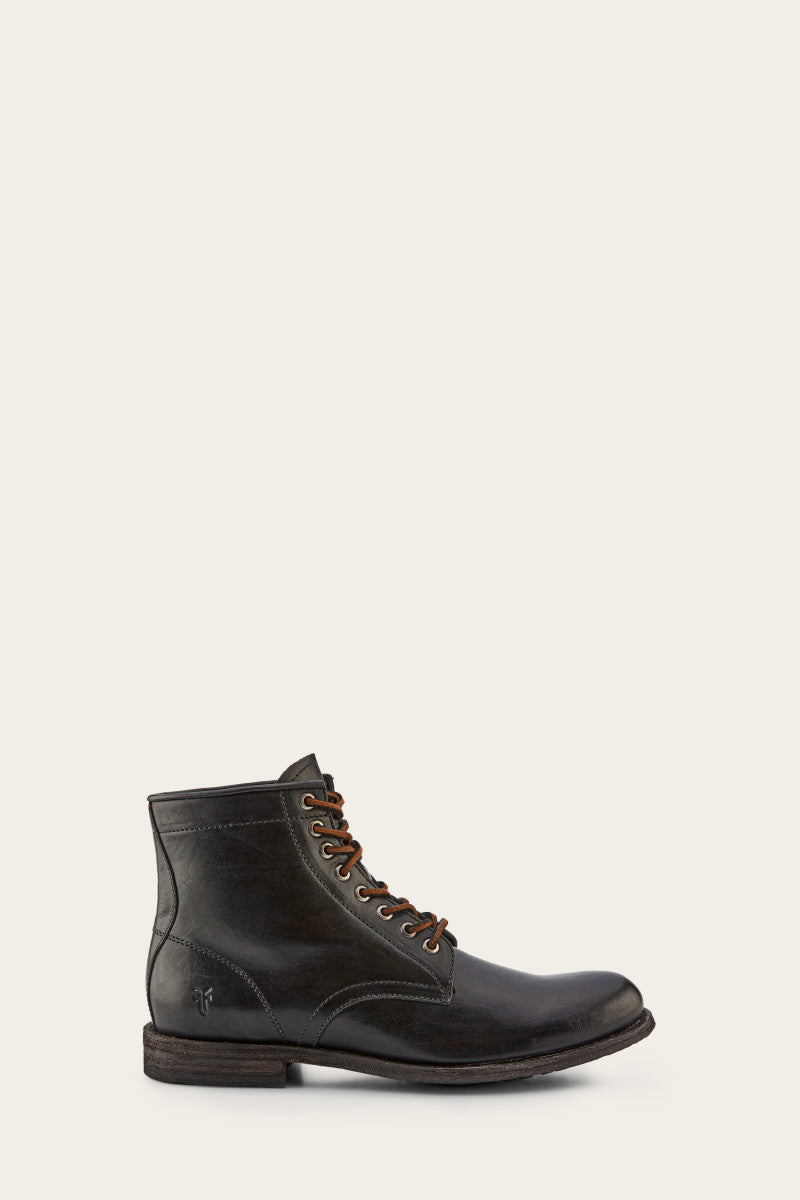 Tyler Black Lace Up Boots for Men - Stylish & Comfortable Leather Shoes for Casual Wear, Work & Outdoor Activities