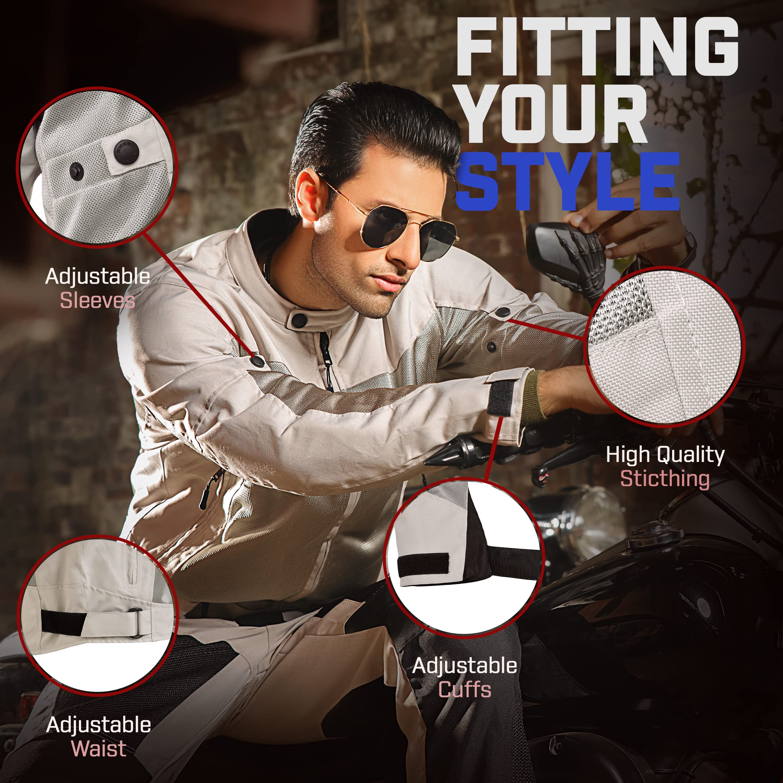 Men's Air Mesh Motorcycle Jacket with Armor - Dual Sport Biker Gear for Riding