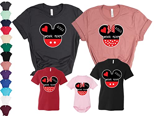 Disney Family Matching Custom T-Shirts - Personalized Mickey & Minnie Mouse Vacation Shirts for Disneyland Resort - Customized Family Reunion & Theme Park Outfits