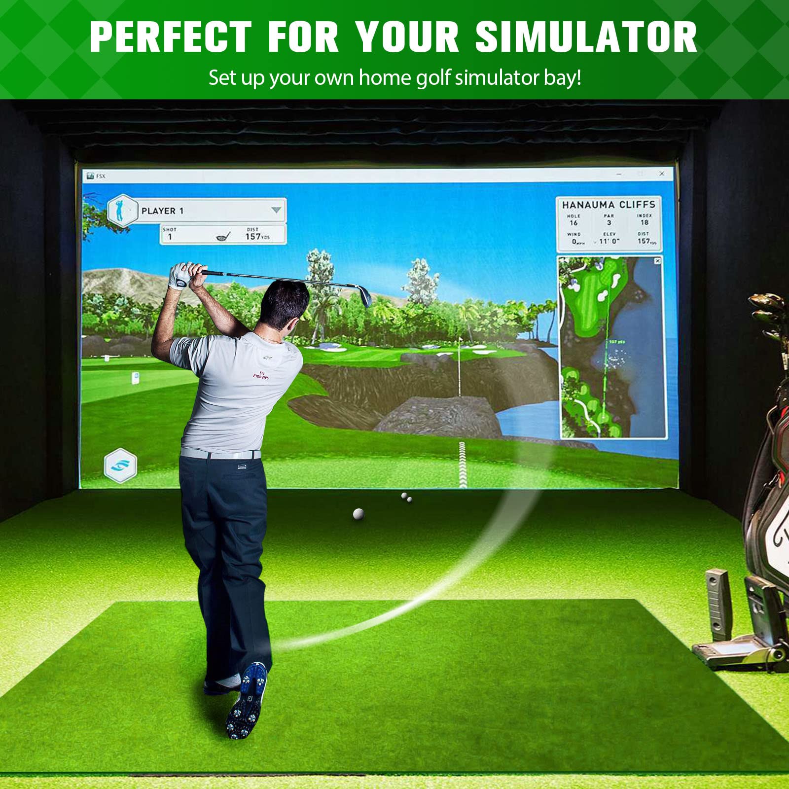 Premium Golf Simulator Impact Screen - 32 Grommet Holes for Indoor/Outdoor Training | 5 Size Options | Perfect for Home Golf Setup & Commercial Simulators