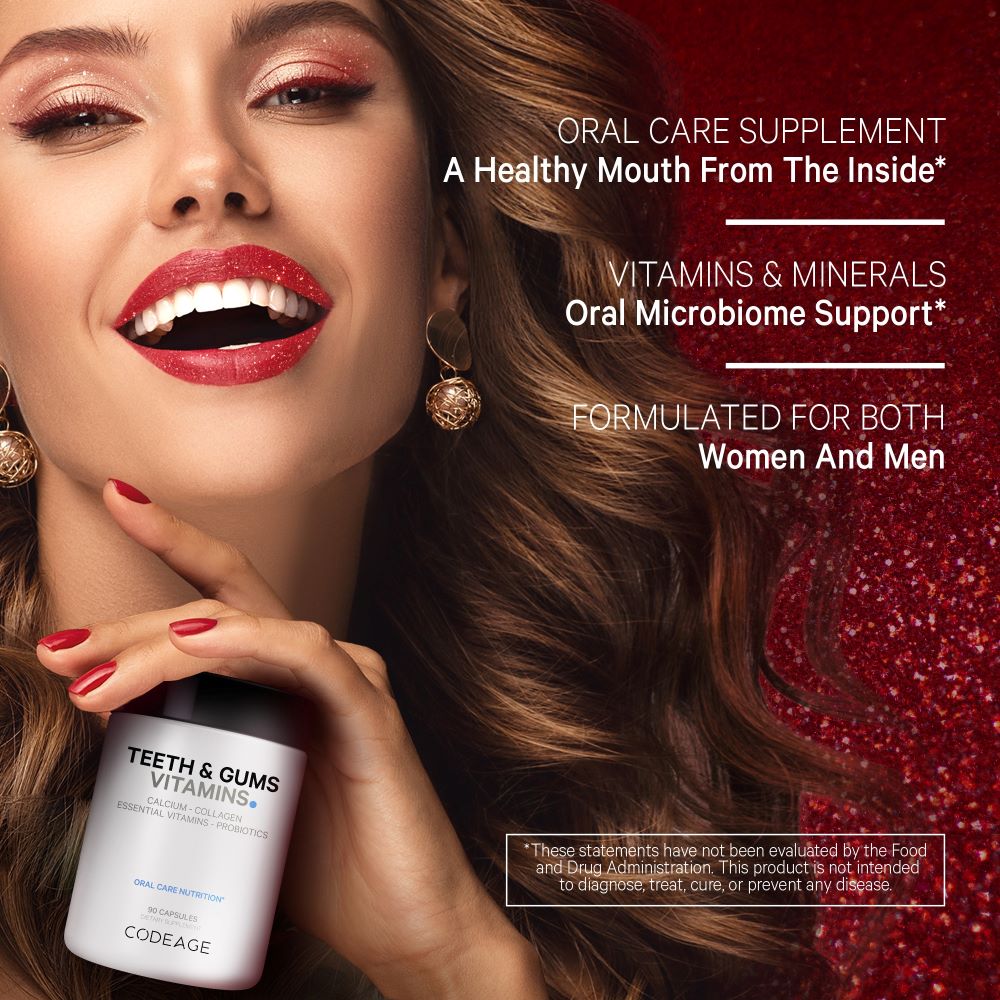Codeage Teeth & Gums Supplement - Advanced Oral Care Formula for Healthy Teeth & Strong Gums | Supports Gum Health & Tooth Strength | Ideal for Daily Dental Care & Oral Hygiene Routine
