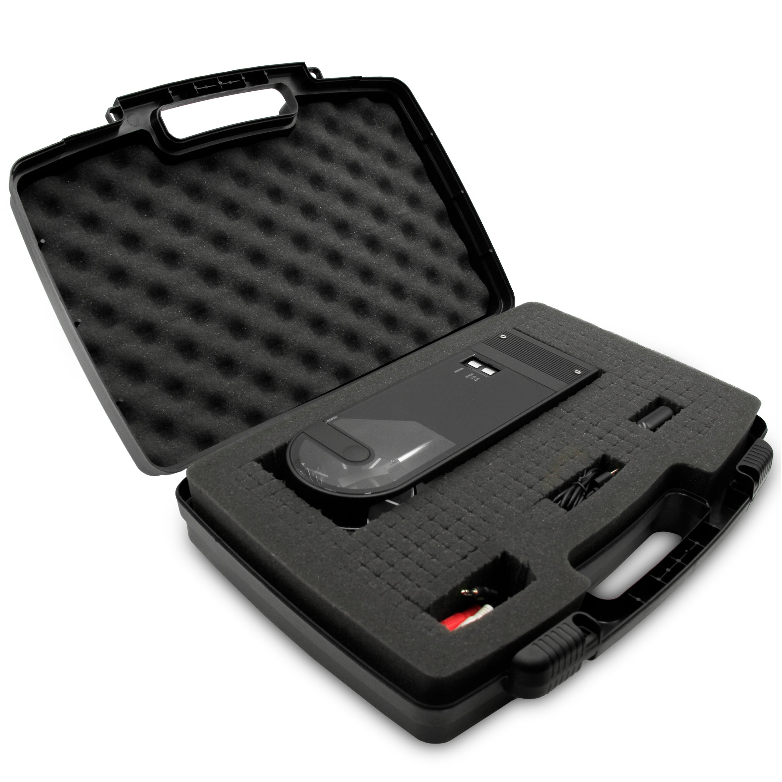 CASEMATIX Travel Case for Audio Technica AT-SB727 Portable Turntable - Customizable Foam Carrying Case with Handle - Perfect for Vinyl Record Player Storage & Travel Protection