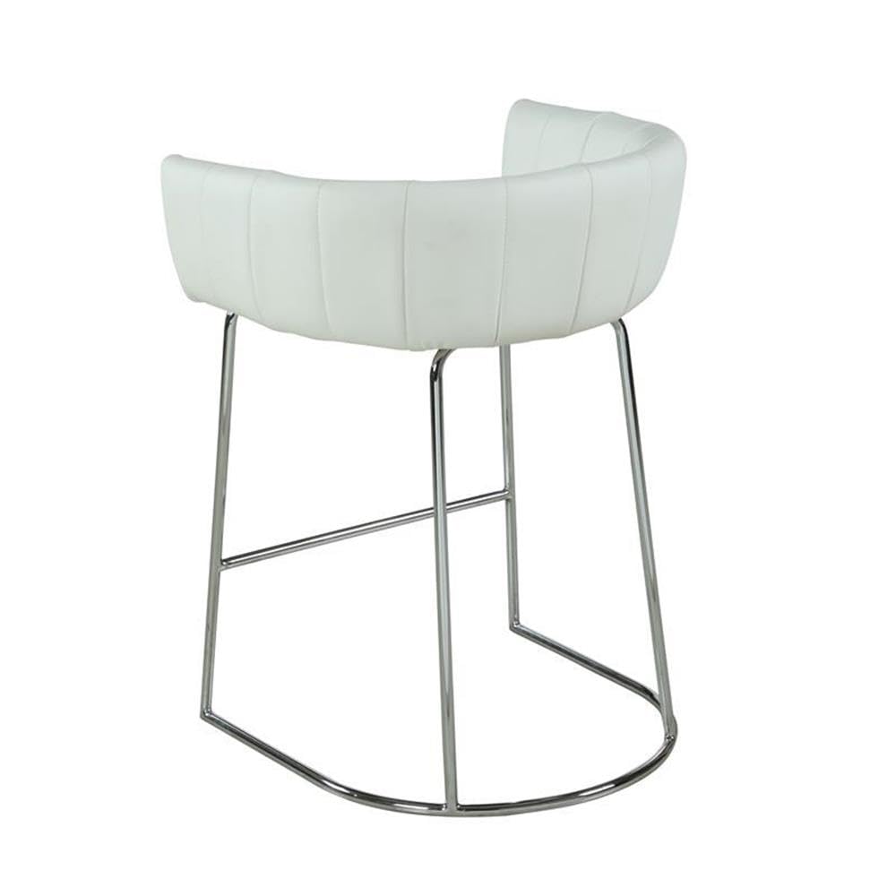 Milan Channel Back Counter Stool - White Bar Stool for Kitchen Island, Breakfast Nook & Home Decor - Comfortable Modern Dining Stool with Upholstered Seat