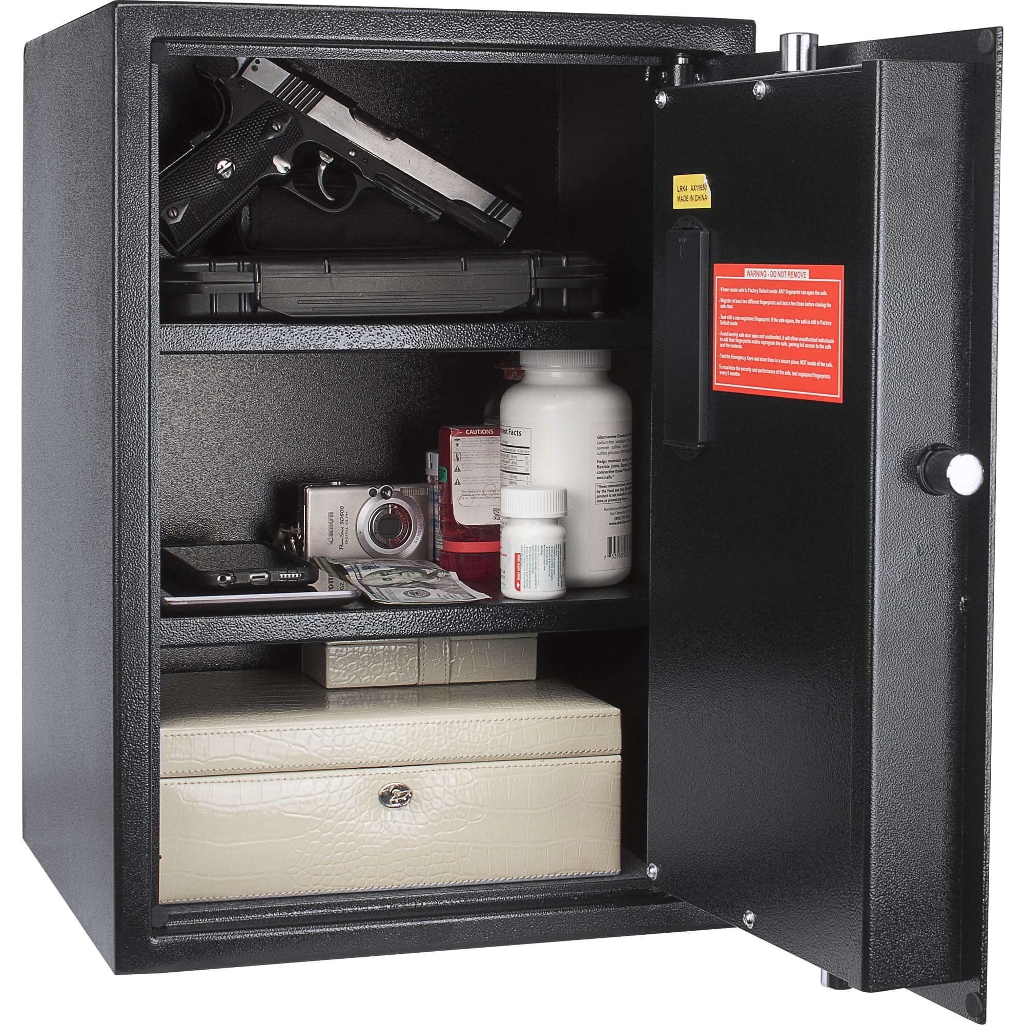 Barska Biometric Fingerprint Security Safe Box for Handgun, Documents & Money - Deluxe Home & Office Safe for Firearms, Jewelry & Valuables | Quick Access & Secure Storage