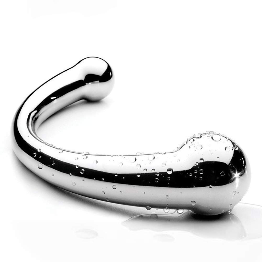 Premium G-Spot Massager & Dual-Ended Metal Dildo - Curved Design for Intense Stimulation | Couples Sex Toy for Enhanced Pleasure & Fetish Play | Perfect for Solo Play & Partnered Exploration