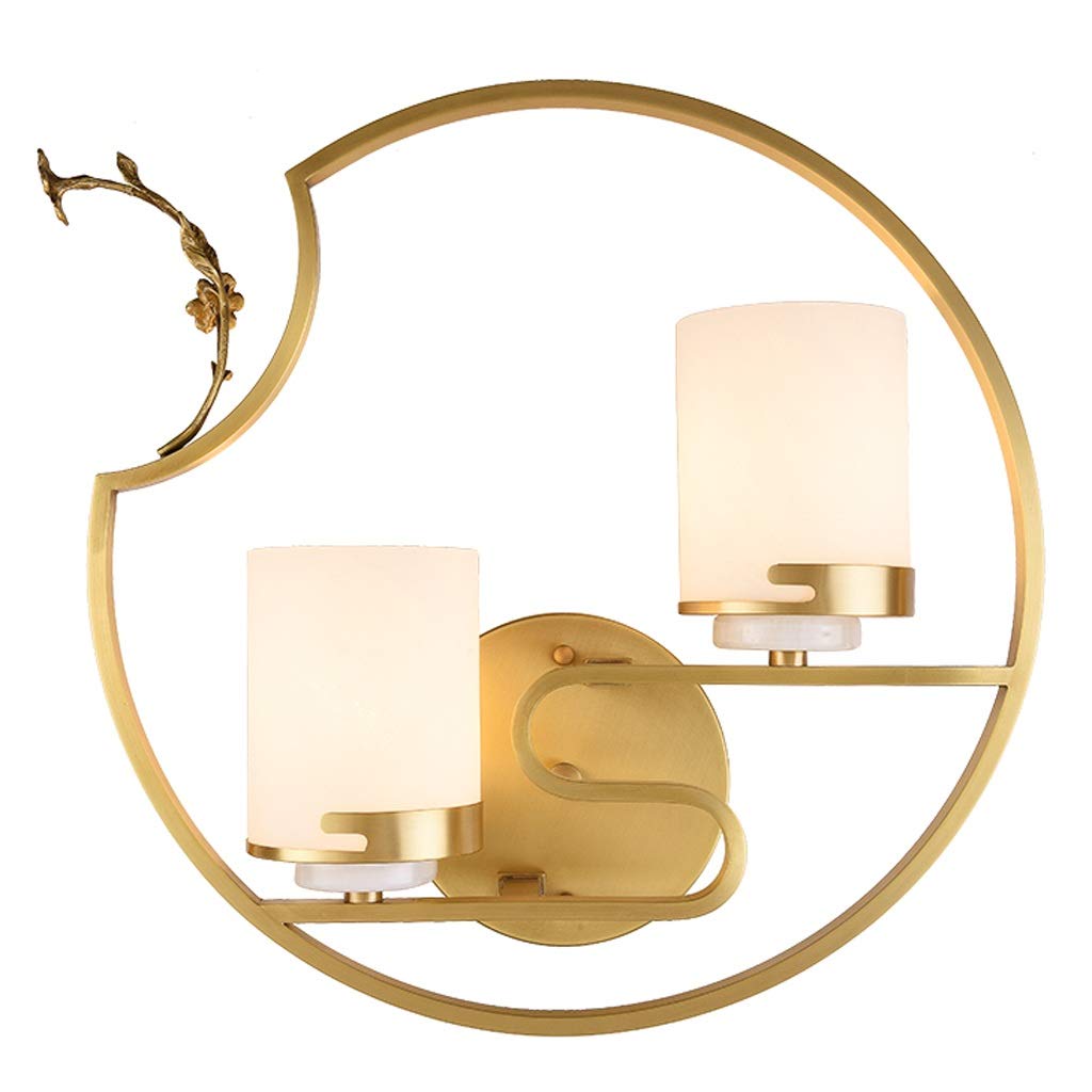IAOHUO Double-Headed LED Wall Lamp - Adjustable Brass Wall Sconce with Vintage Chinese Design for Bedroom, Living Room & Hallway Lighting
