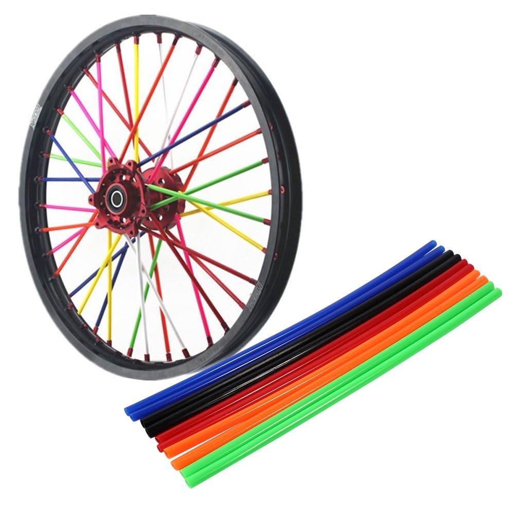 Universal Bike Spoke Covers - 72 Pcs Black Powersports Wheel Trim Wraps for Dirt Bikes, Motorcycles, Bicycles & Wheelchairs | Durable Spoke Protectors & Decorative Accents for Motocross, BMX & Off-Road Riding