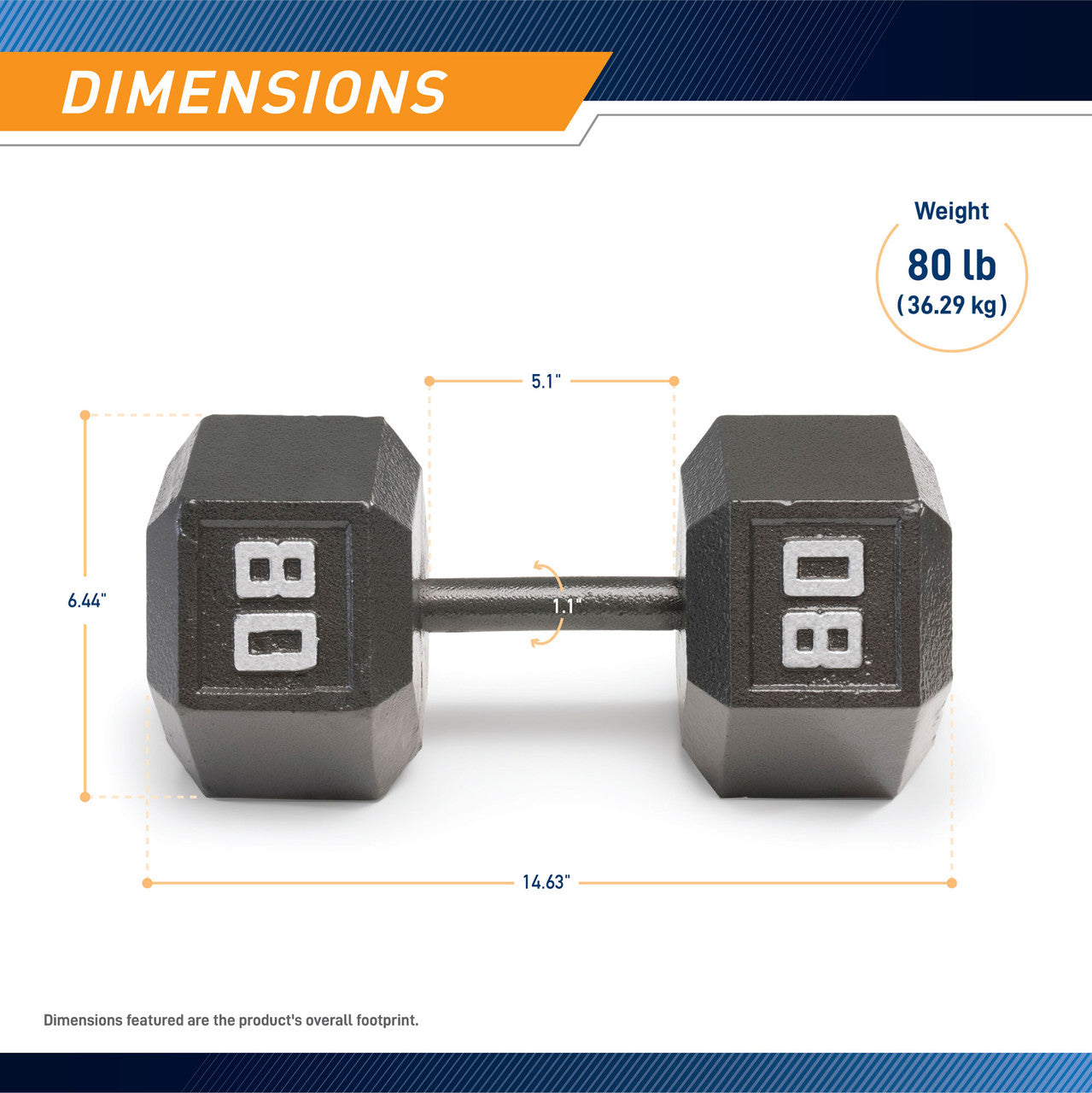 Marcy 80lb Hex Dumbbell Set - Heavy Duty Cast Iron Weight for Strength Training, Home Gym & CrossFit Workouts | Perfect for Weightlifting, Muscle Building & Fitness Routines