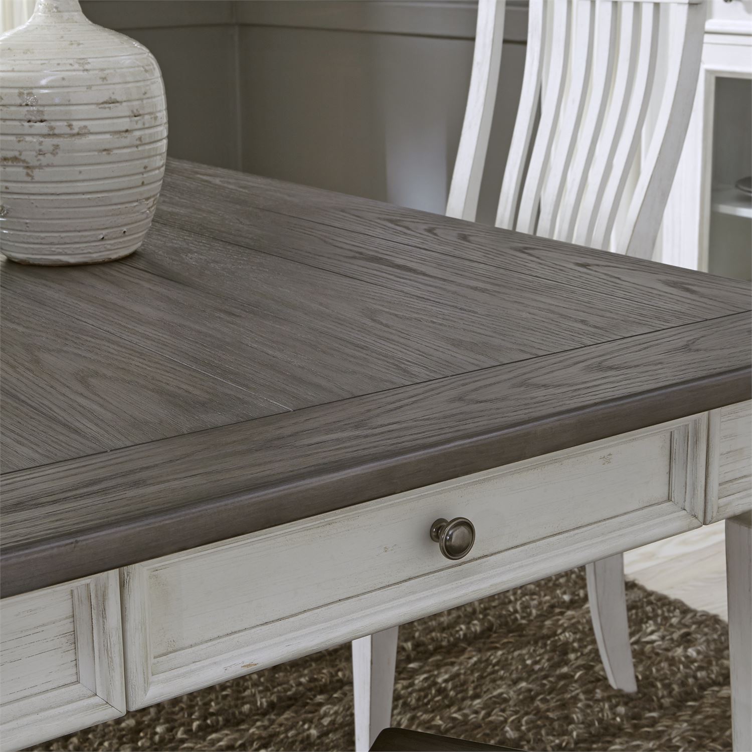 Two Tone Dining Table Set - Modern Wooden Kitchen Table with Matching Chairs for Family Meals & Entertaining