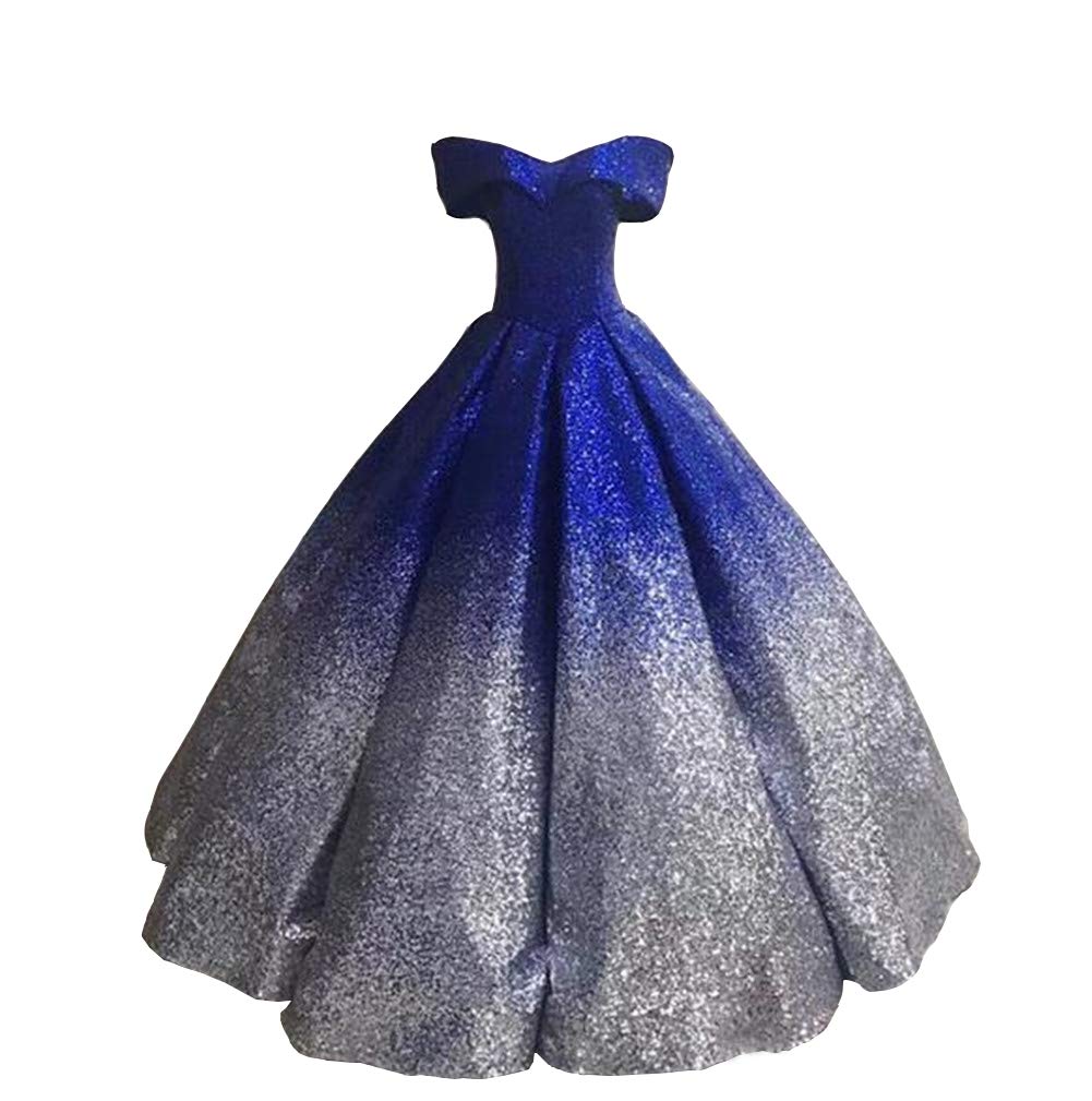 Emanni Women's Off-The-Shoulder Quinceañera Dress with Sequins & Ruffles - Elegant Ball Gown for Prom, Sweet 16, Homecoming & Formal Events