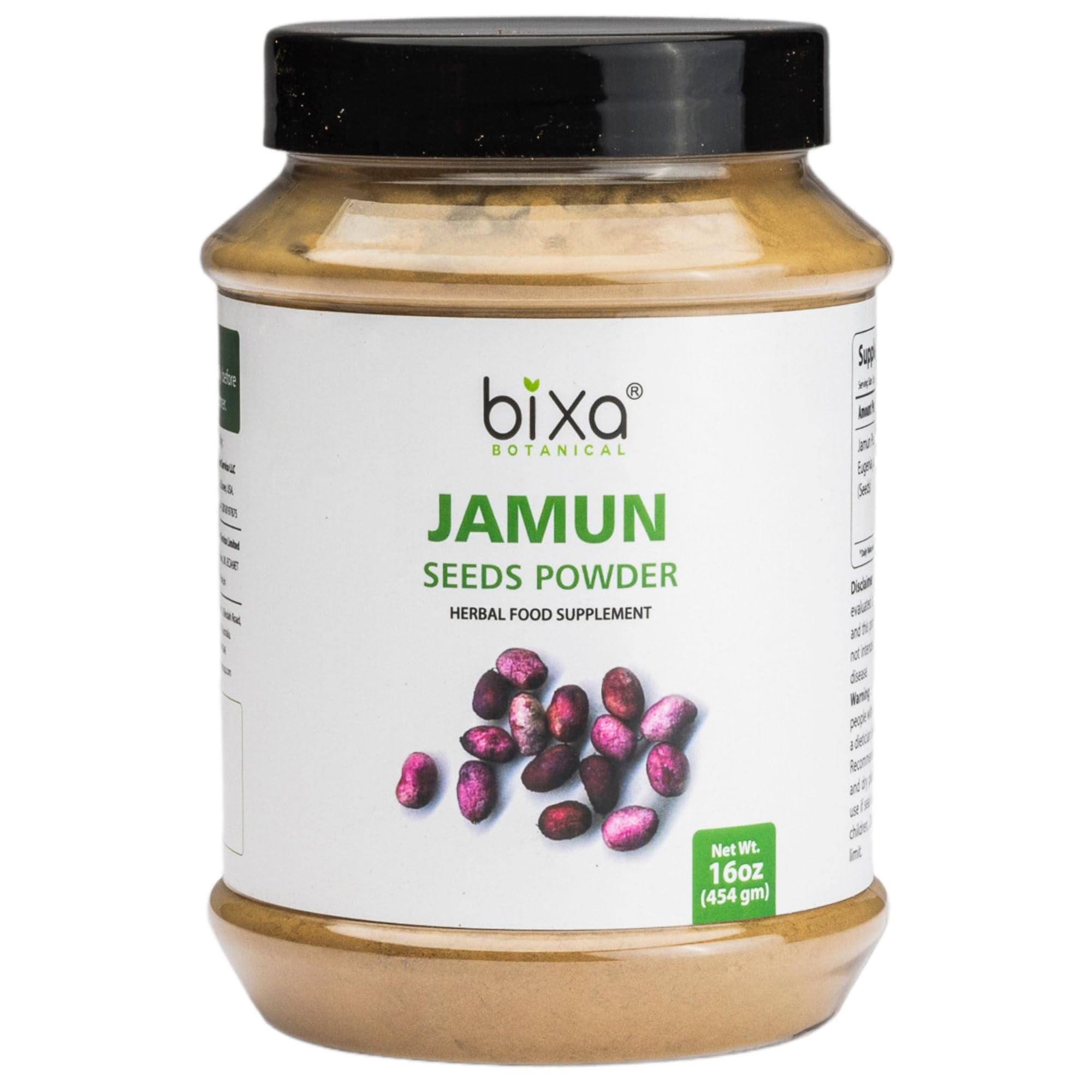 Bixa BOTANICAL Jamun Seed Powder (Black Plum) | Eugenia Jambolana Herbal Supplement | Digestive Support | 16oz Pack | Natural Ayurvedic Remedy for Gut Health & Blood Sugar Balance | Perfect for Smoothies, Teas & Wellness Routines