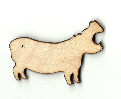 Laser Cut Unfinished Wood Hippo Shape - DIY Craft Projects, Home Decor, Scrapbooking & Wood Burning Art Supplies (HIP4)