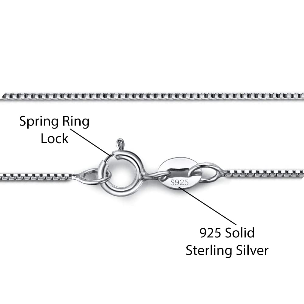 Savlano 925 Sterling Silver 1.0MM Box Chain Necklace for Women & Men - Italian Made Jewelry with Gift Box - Perfect for Everyday Wear, Gifts & Special Occasions
