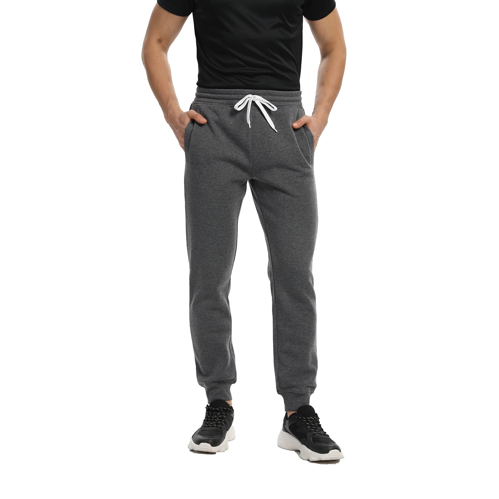 3 Pack Men's Fleece Joggers Sweatpants with Pockets & Zipper Pockets - Athletic Workout Gym Pants for Running, Training, and Casual Wear