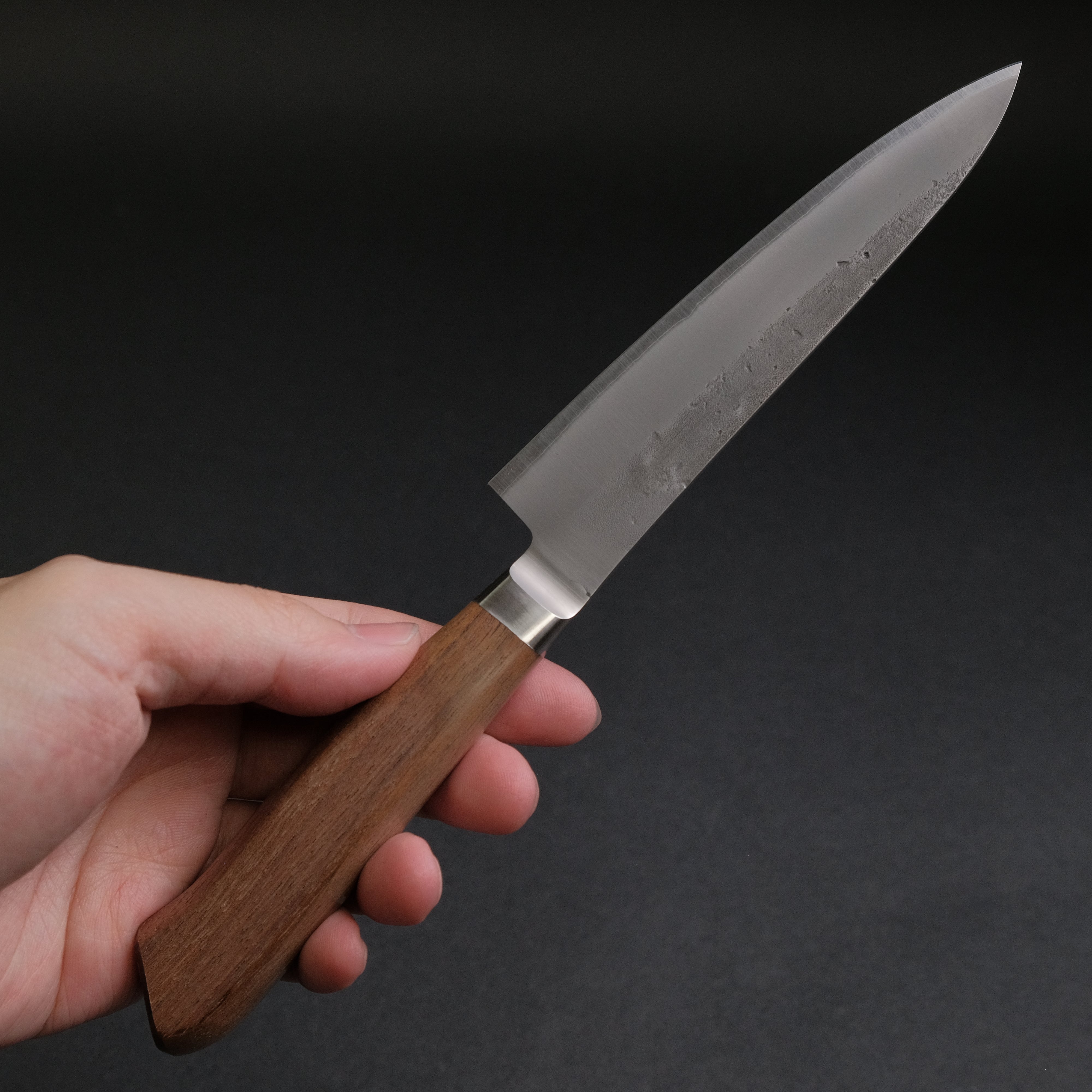 Hitohira TD Blue #2 Stainless Clad Nashiji Yo Petty Knife 125mm with Walnut Handle - Japanese Chef Knife for Slicing, Peeling & Precision Cutting - Perfect for Home Kitchen & Professional Use