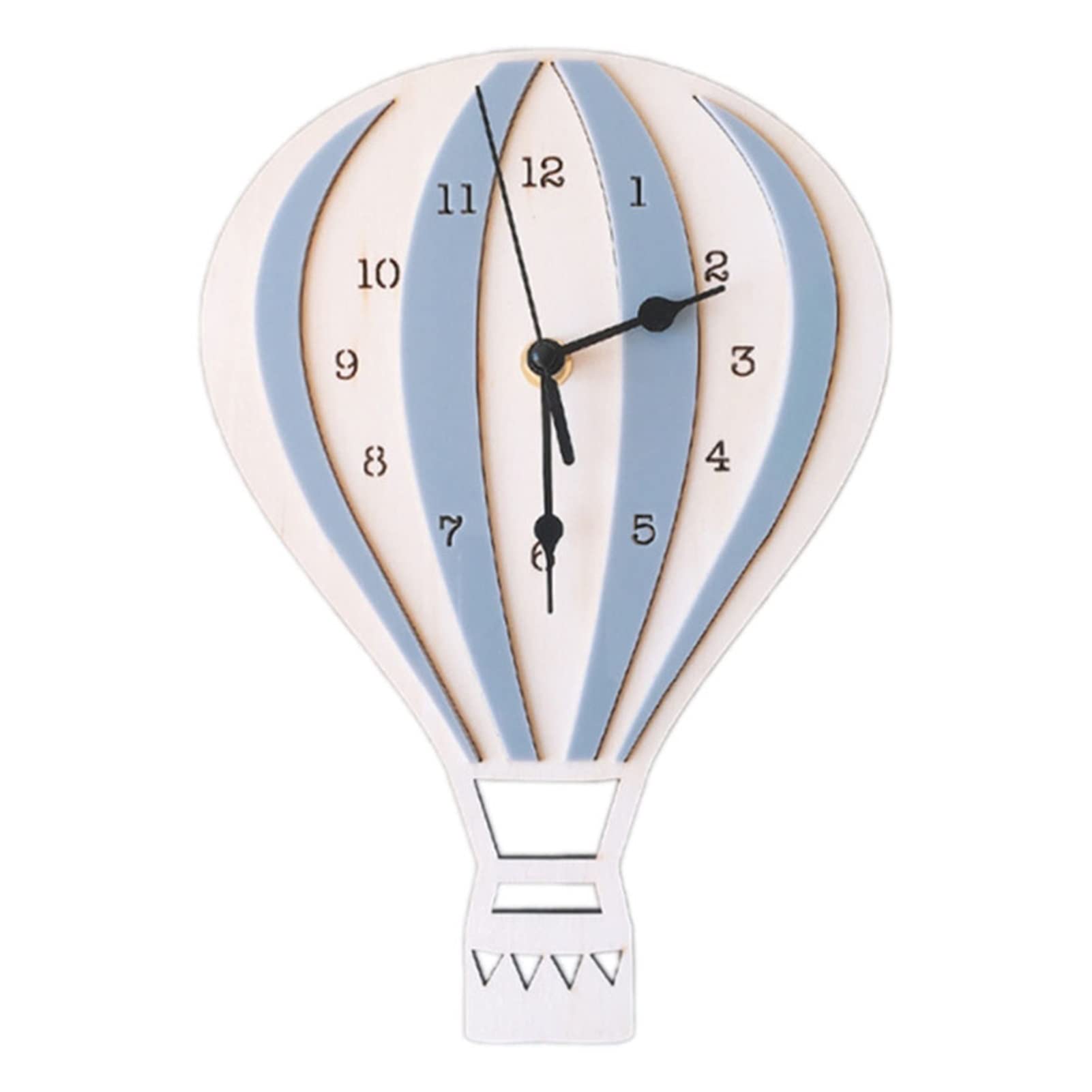 Nordic Style Cartoon Hot Air Balloon Silent Wall Clock - 26x18cm Unique Home Decor Gift for Living Room, Bedroom & Nursery | Perfect for Kids Rooms, Offices & Cozy Spaces