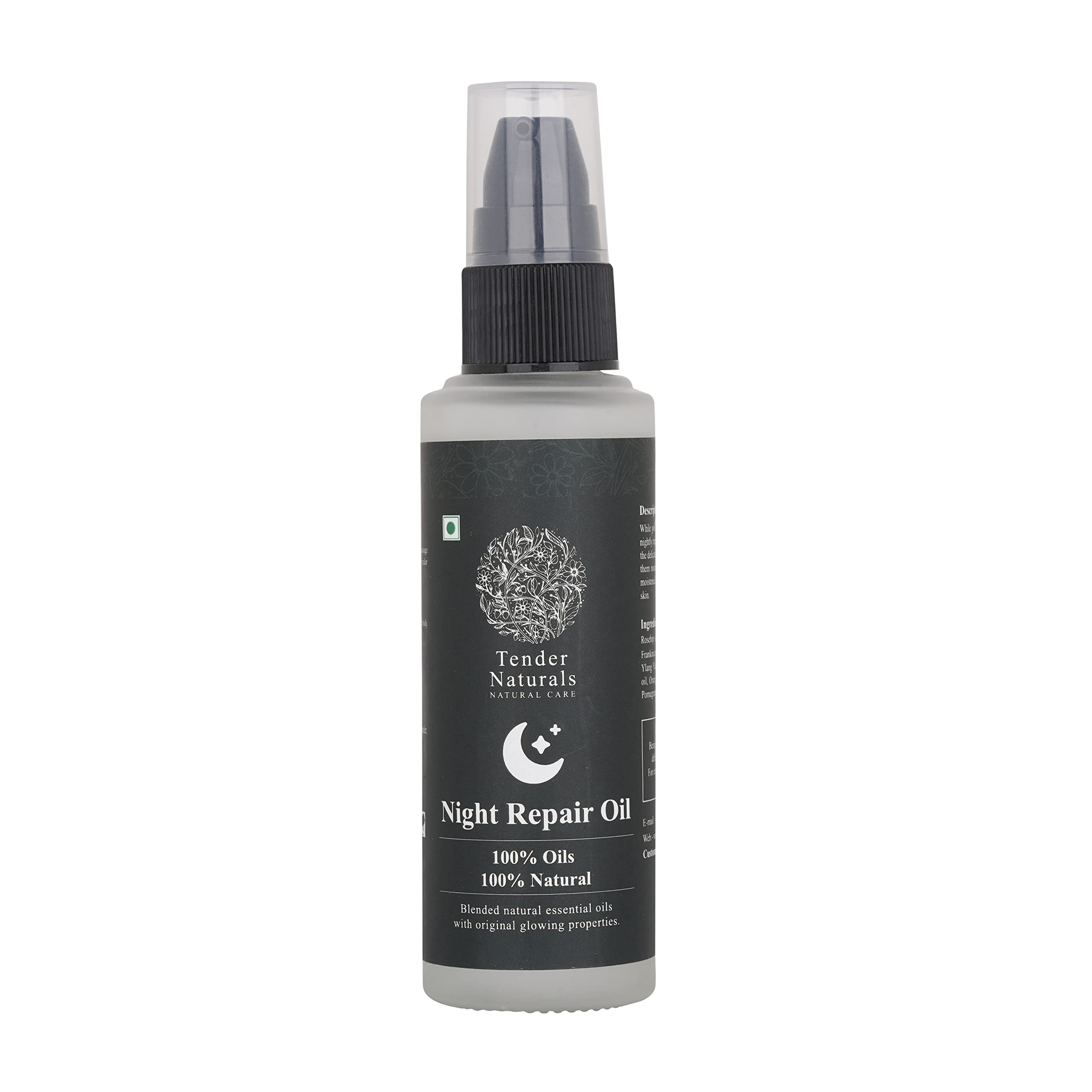 Tender Naturals Skin Night Repair Oil - 100% Natural Hydrating Face Serum for Brightening & Anti-Aging | Korean Skincare for Women & Men | 50ml | Perfect for Nighttime Routine & Dull Skin Care