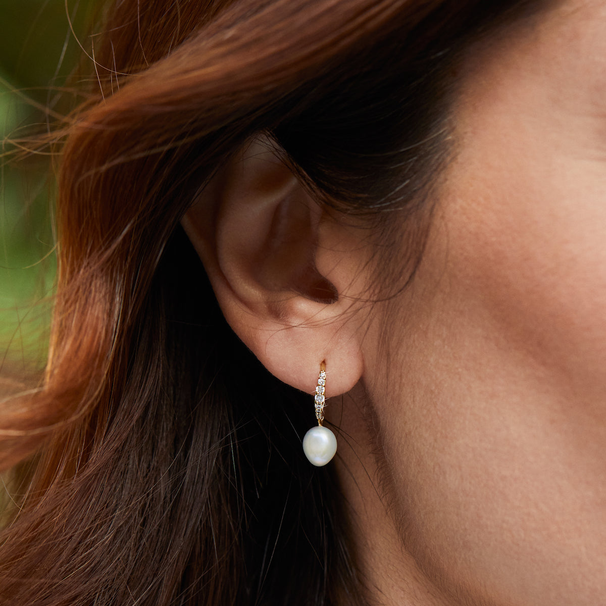 Elegant Garden Party Pave Pearl Drop Hoop Earrings for Women - Perfect for Weddings, Bridal Showers & Special Occasions