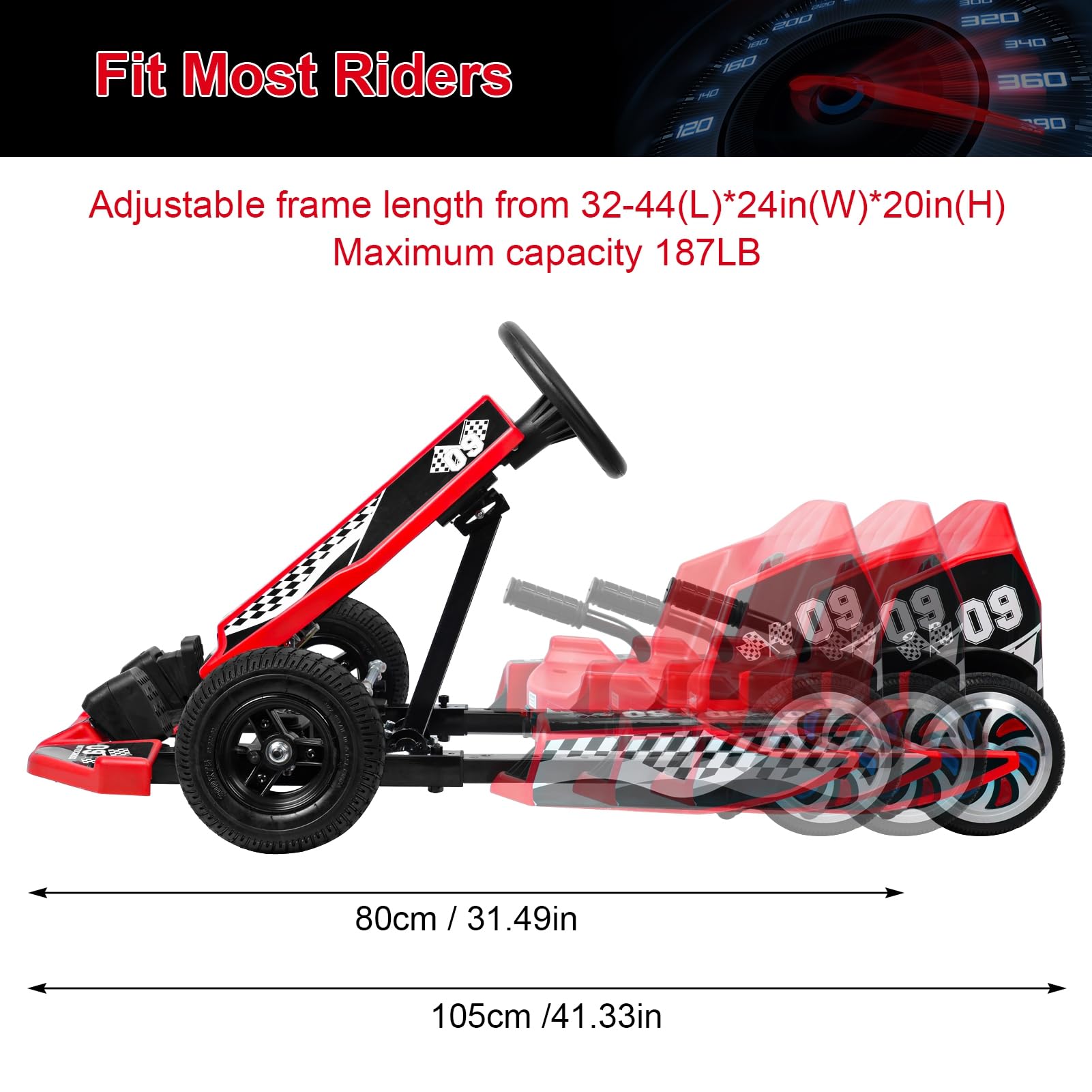 36V Kids Electric Go Kart - Portable Drift Kart for Ages 6-12 with Speed Switch | 187 lbs Weight Capacity | Birthday & Christmas Gift | Perfect for Backyard Racing, Driveway Fun, and Outdoor Play (Red)