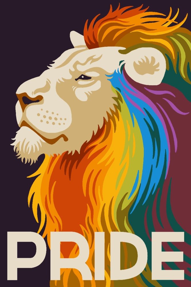 Gay Pride Lion Art Print - 36x54 Inch Giclee Gallery Quality Poster, LGBTQ+ Wall Decor for Home & Office - Perfect for Pride Month, Bedroom, Living Room & Travel Theme Decorations