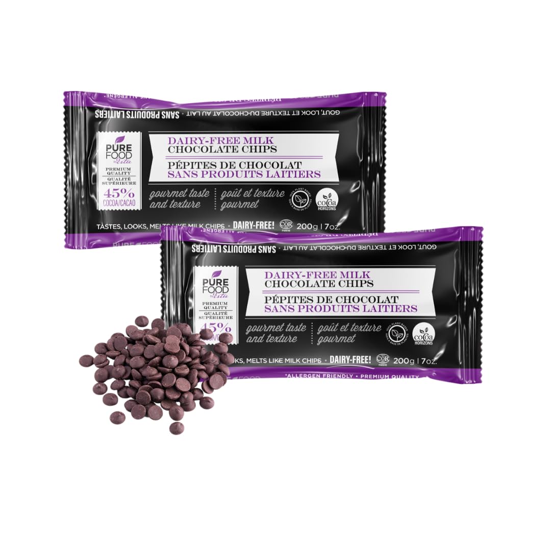 Dairy-Free Milk Chocolate Chips, 7oz (2 Pack) - Vegan, Gluten-Free, Nut-Free Baking Chocolate Made with Rice Milk | All Natural, Kosher Certified | Perfect for Cookies, Cakes & Allergy-Friendly Desserts