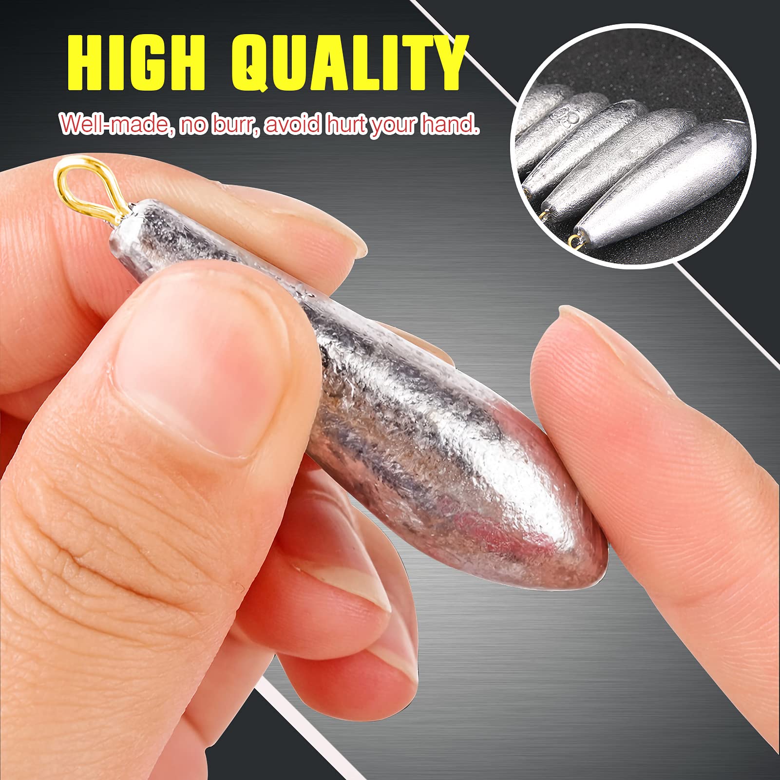 AMYSPORTS Drop Shot Fishing Weights Kit - Lead Sinkers for Freshwater & Saltwater Fishing - Bass Casting Weights with Removable Design - Perfect for Stream Fishing & Bass Angling
