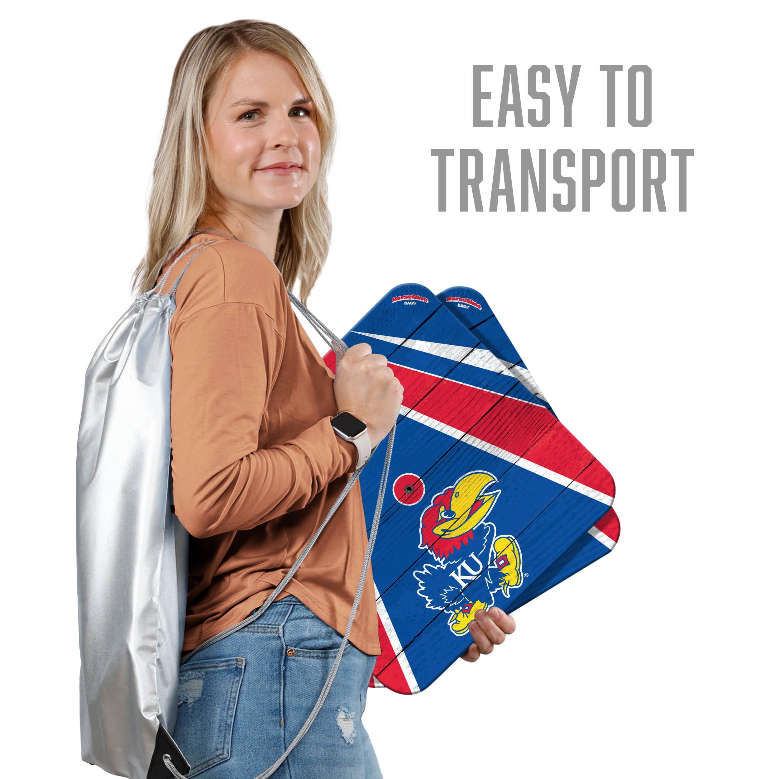 YouTheFan NCAA Kansas Jayhawks Horseshoe Bags - Durable Team Spirit Tote for College Football & Basketball Fans - Perfect for Game Day, Tailgating & School Spirit Events