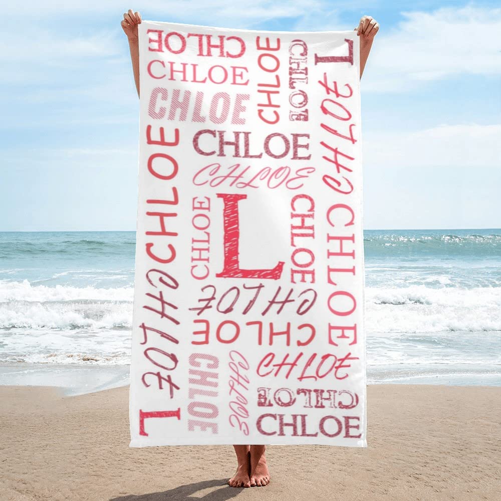 Custom Name Beach Towel 30x60 Inches - Personalized Towel for Kids, Girls & Boys - Soft Bath & Swim Towel with Embroidery - Perfect for Pool, Beach & Vacation Gifts