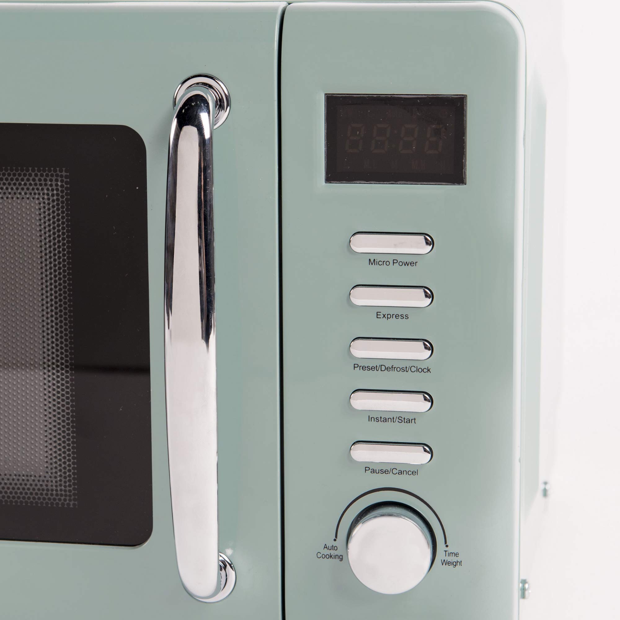 Haden Cotswold Green 800W Retro Microwave Oven - 20L Compact Digital Microwave for Small Kitchens with 5 Power Levels, Defrost & Express Functions | Easy to Use & Clean | Perfect for Dorms, Apartments & Office Break Rooms