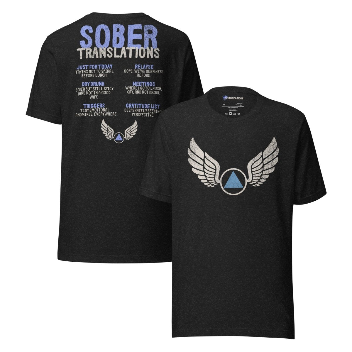 Sober Translations Vol. 2 - Wings of Recovery T-Shirt | Inspirational Recovery Apparel for AA Meetings & Sober Living Support