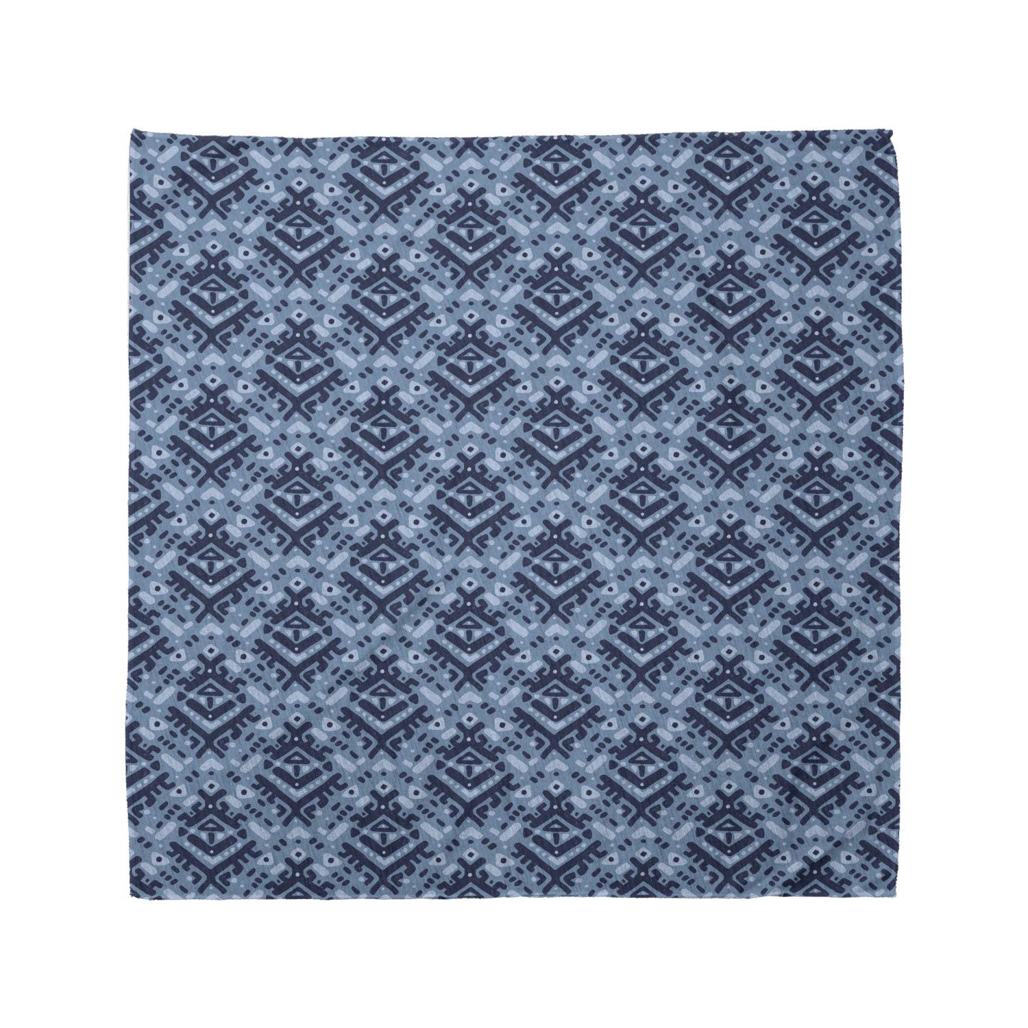Ambesonne Folk Bandana - Blue Monochrome Tribal Pattern Unisex Head Scarf & Neck Tie for Men Women - Perfect for Music Festivals, Outdoor Adventures & Casual Style