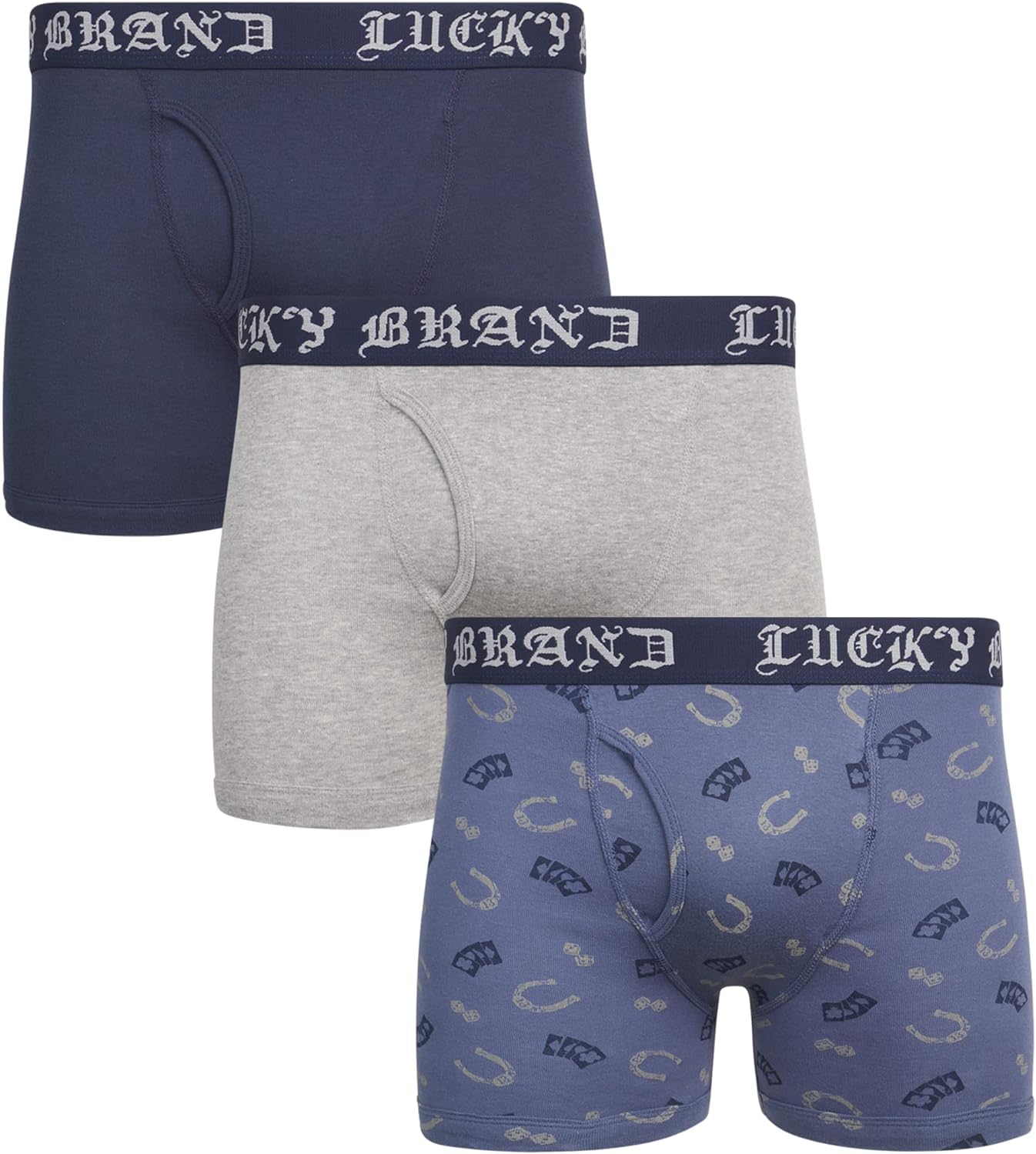 Lucky Brand Men's Boxer Briefs 3-Pack - Classic Cotton Underwear with Functional Fly for Everyday Comfort (S-XXL) - Perfect for Work, Gym & Lounge Wear