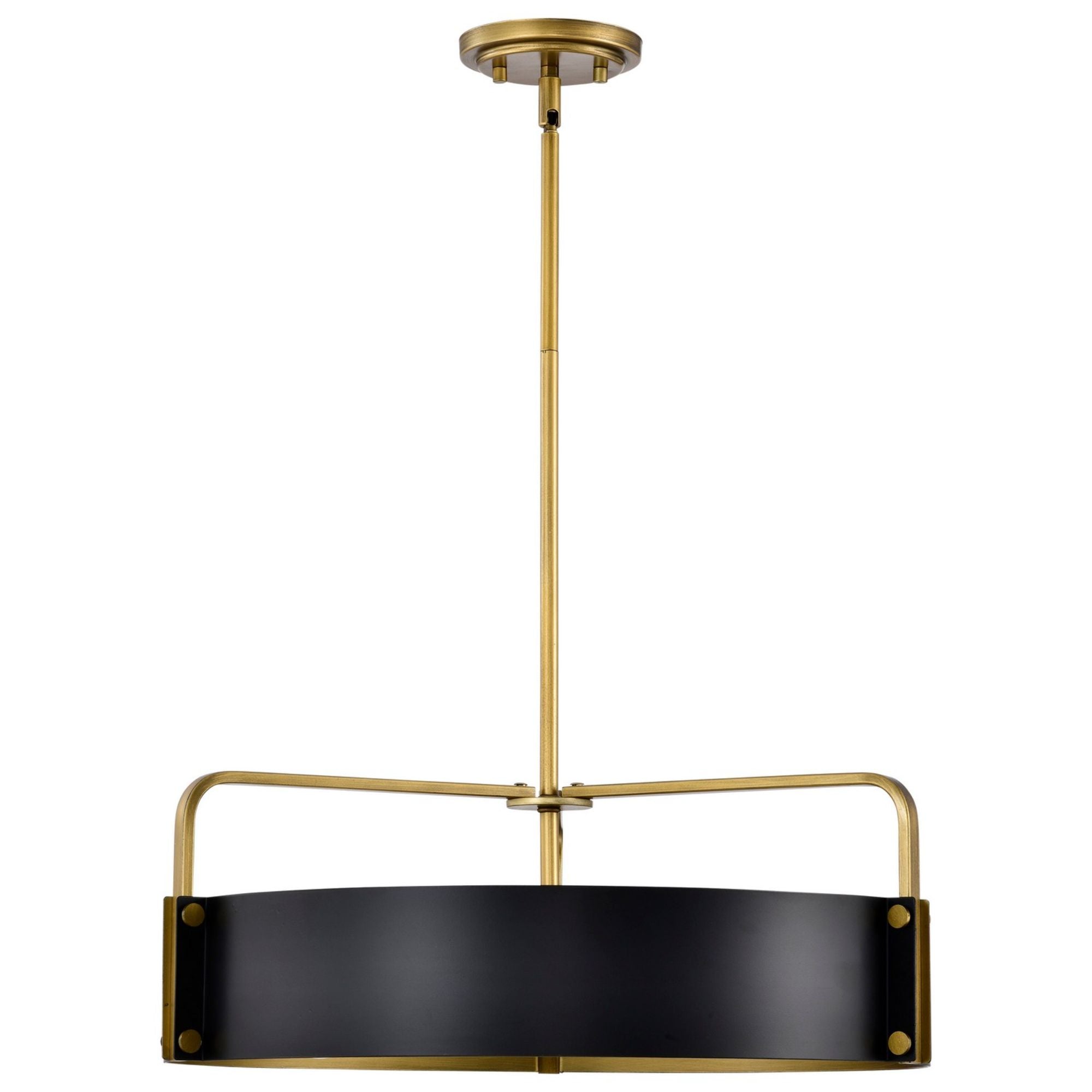22 Inch 5-Light Modern Pendant Lighting Fixture - Matte Black & Natural Brass Finish for Dining Room, Kitchen Island or Entryway