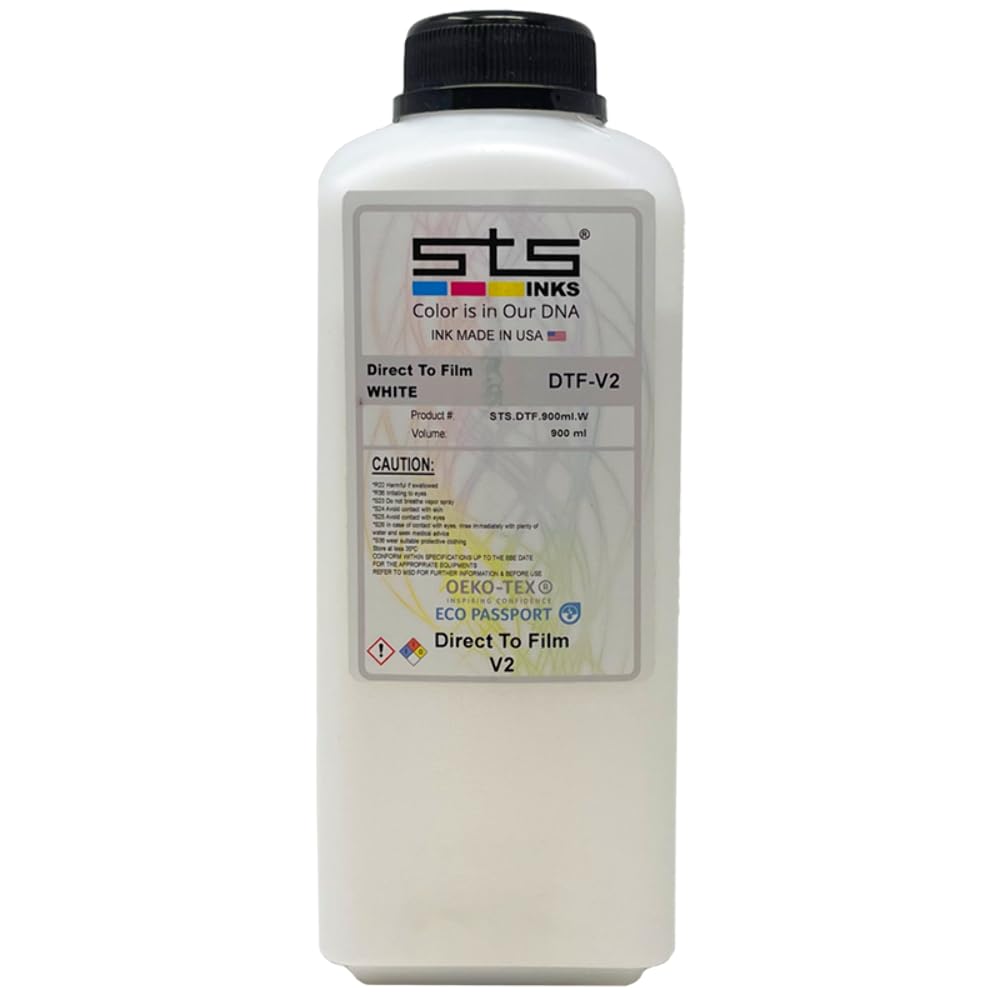 DTF White Ink 900ml (30.4oz) Bottle - High-Quality Direct to Film Ink for Custom T-Shirt Printing, Apparel Decoration, and DIY Projects