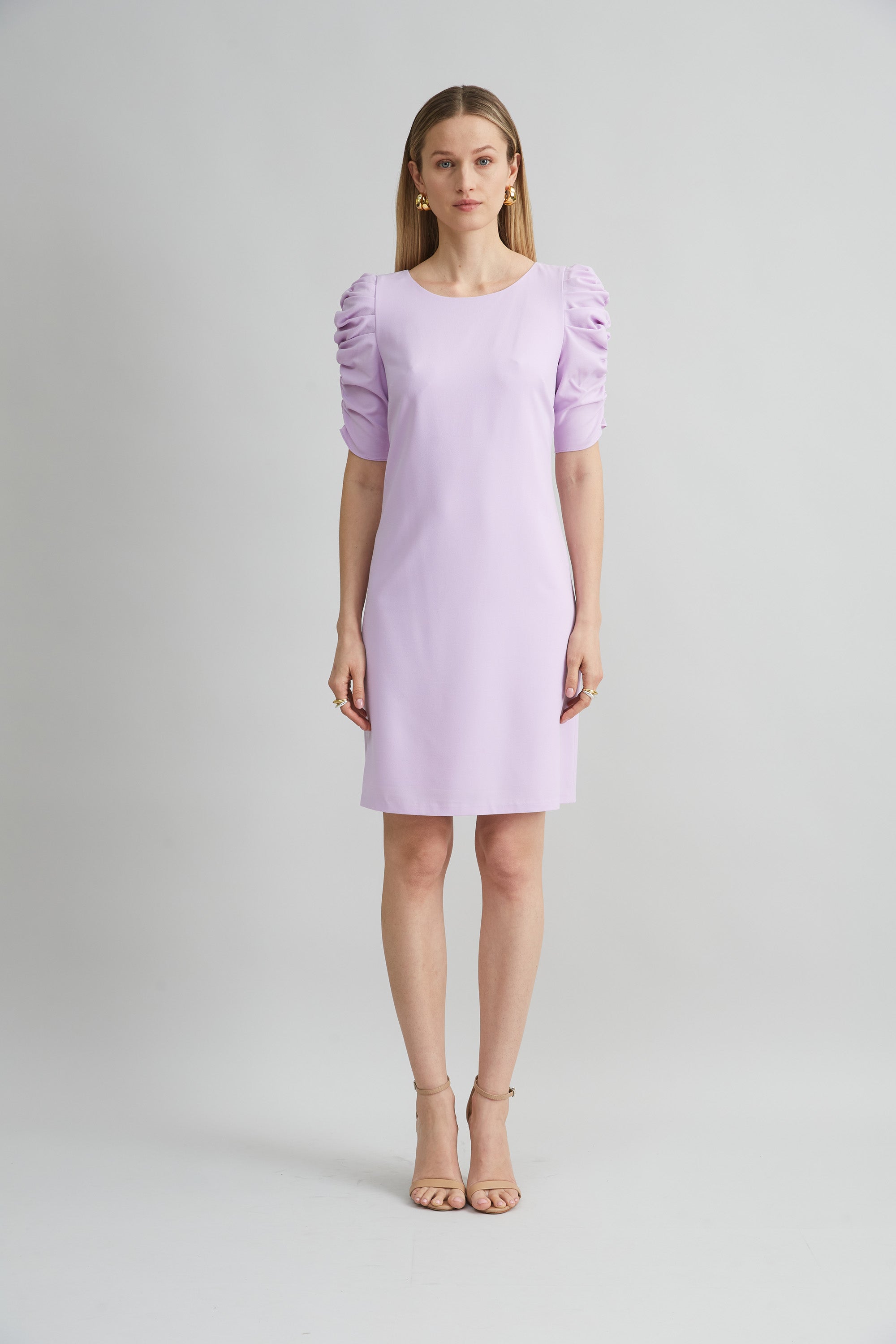 Elegant Ruched Sleeve Shift Dress for Women - Flattering Office & Cocktail Party Outfit - Perfect for Work, Date Night and Special Occasions